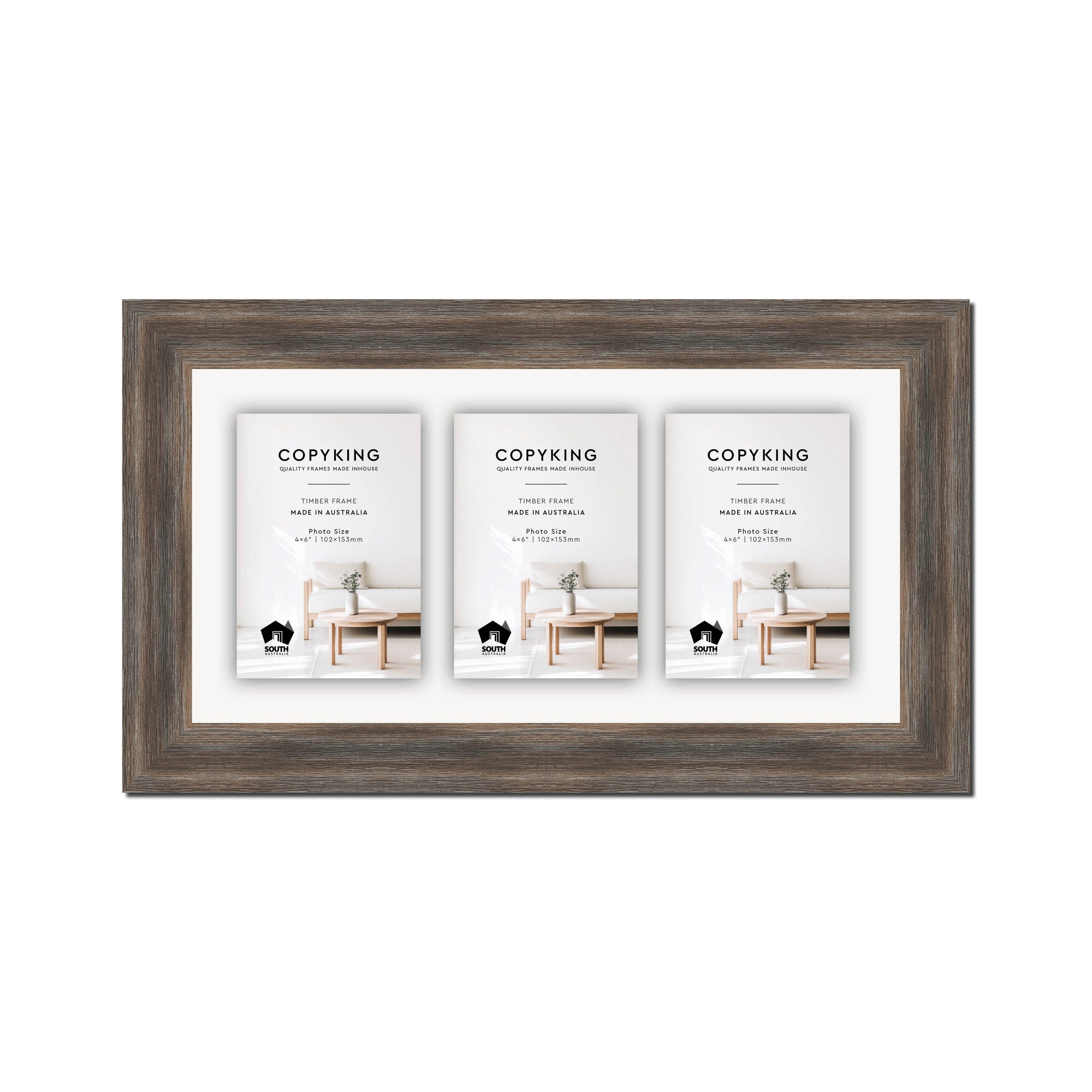 Homestead Brown 40mm Wood Collage Photo Frame - 8" x 16" - 3 Photos (4" x 6")
