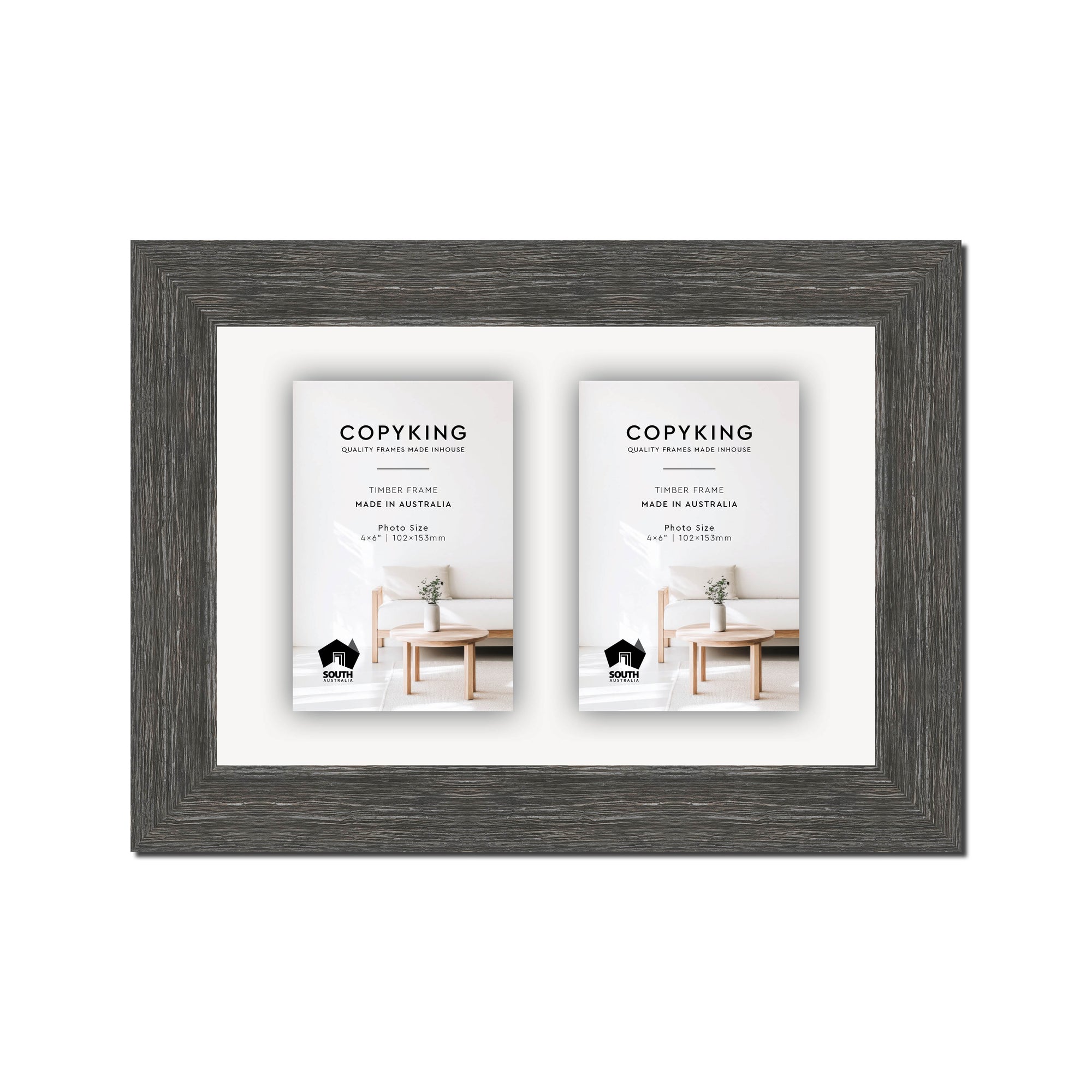 Homestead Dark Grey 40mm Wood Collage Photo Frame - 8" x 12" - 2 Photos (4" x 6")
