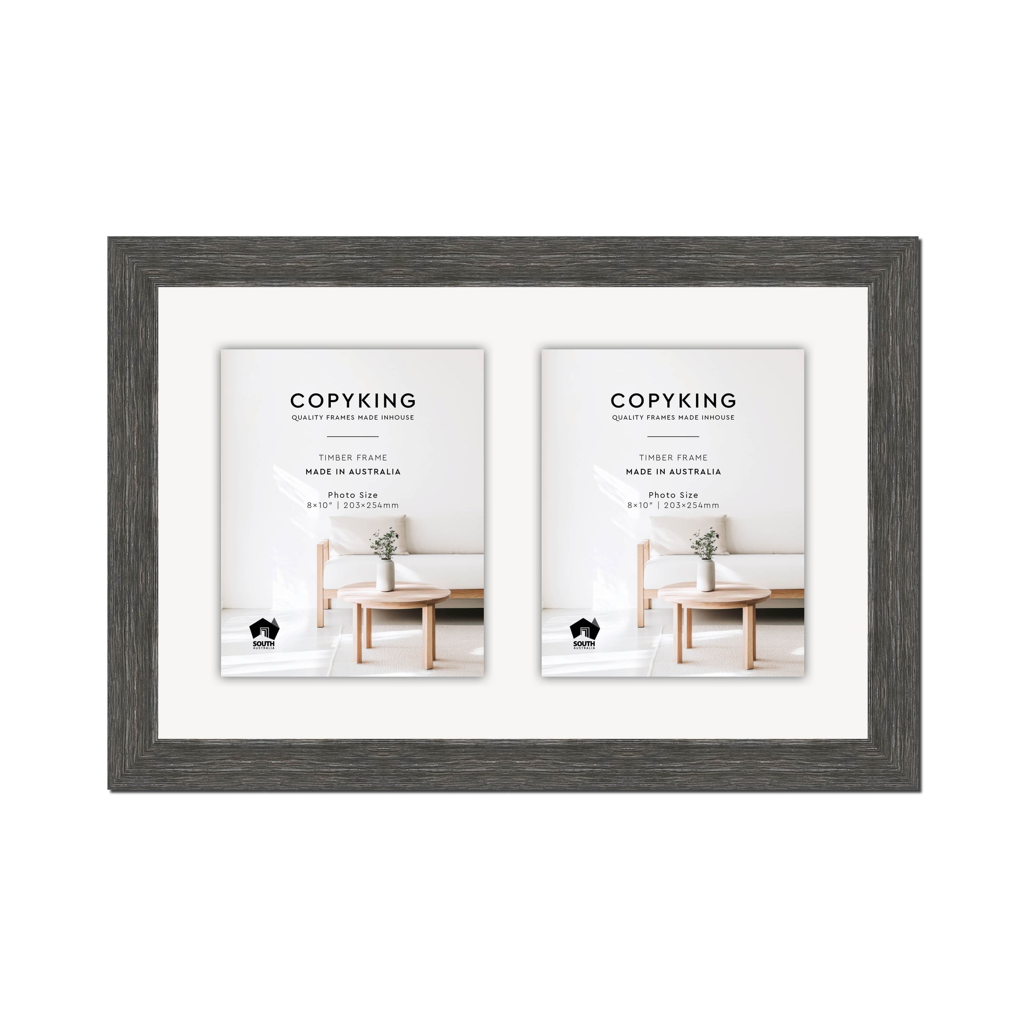 Homestead Dark Grey 40mm Wood Collage Photo Frame - 14" x 22" - 2 Photos (8" x 10")