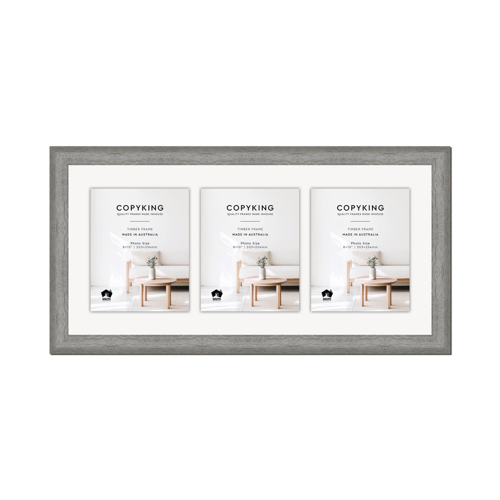 Homestead Light Grey 40mm Wood Collage Photo Frame - 14" x 30" - 3 Photos (8" x 10")