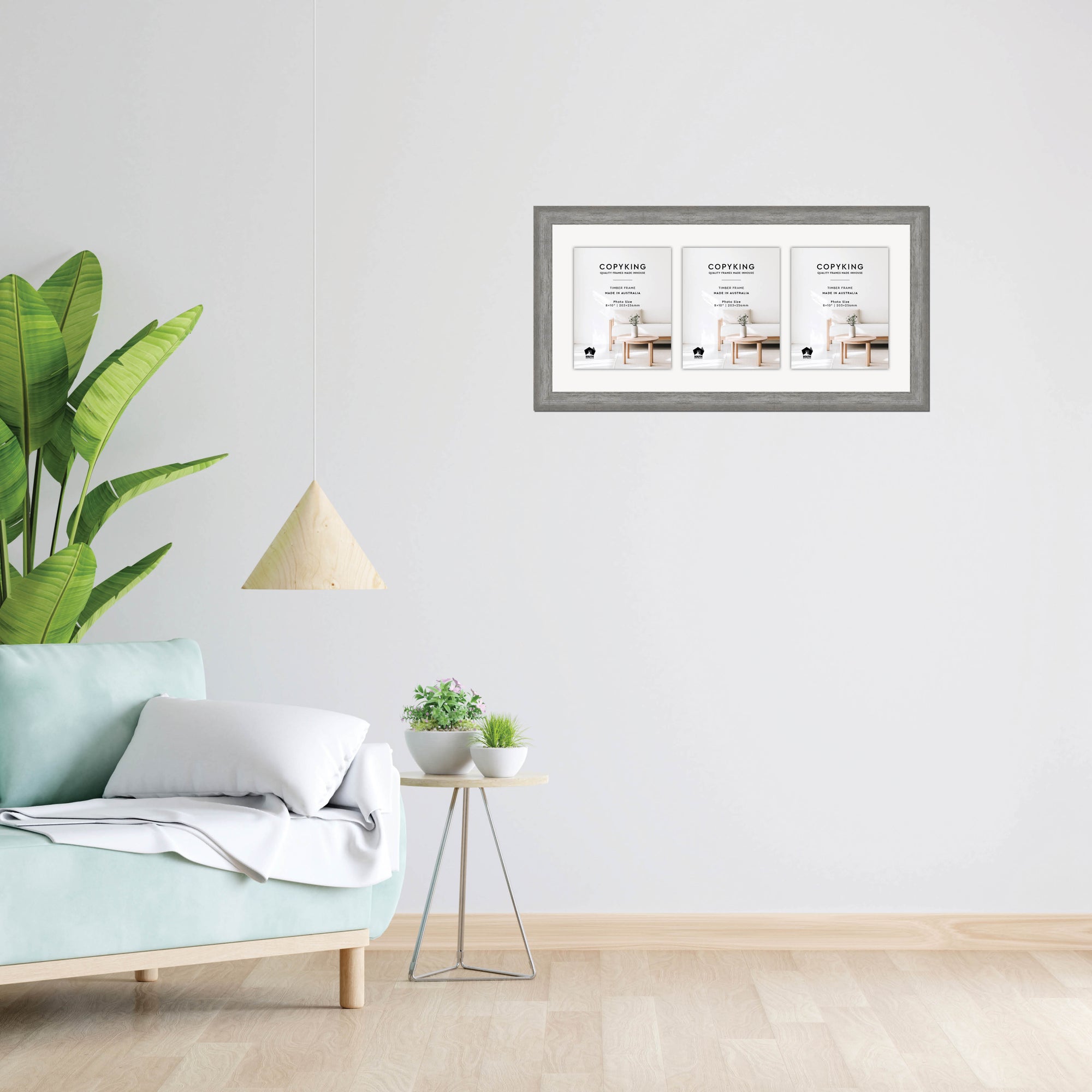 Homestead Light Grey 40mm Wood Collage Photo Frame - 14" x 30" - 3 Photos (8" x 10")