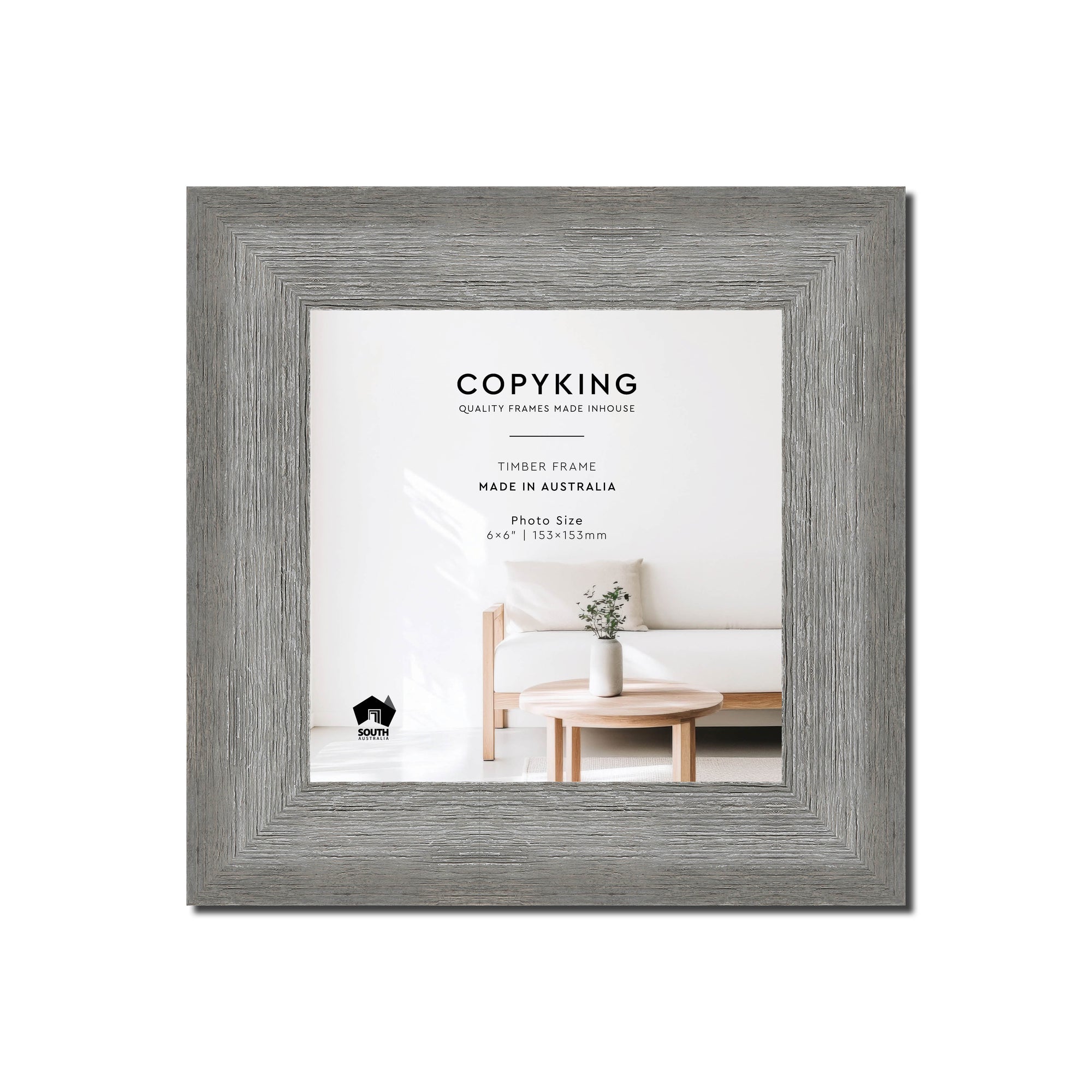Homestead Light Grey 40mm Wood Square Photo Frame - 6" x 6" (153mm x 153mm)