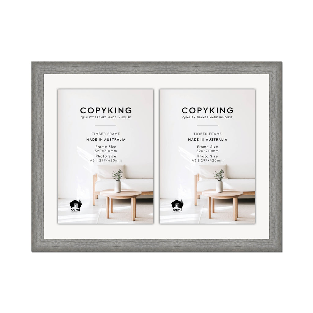 Homestead Light Grey 40mm Wood Certificate Frame - 520mm x 710mm - 2 Certificates (A3)