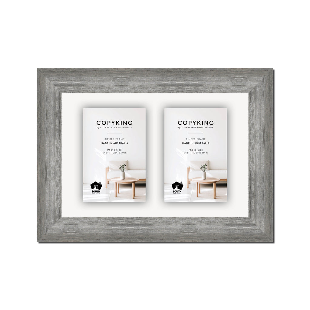 Homestead Light Grey 40mm Wood Collage Photo Frame - 8" x 12" - 2 Photos (4" x 6")