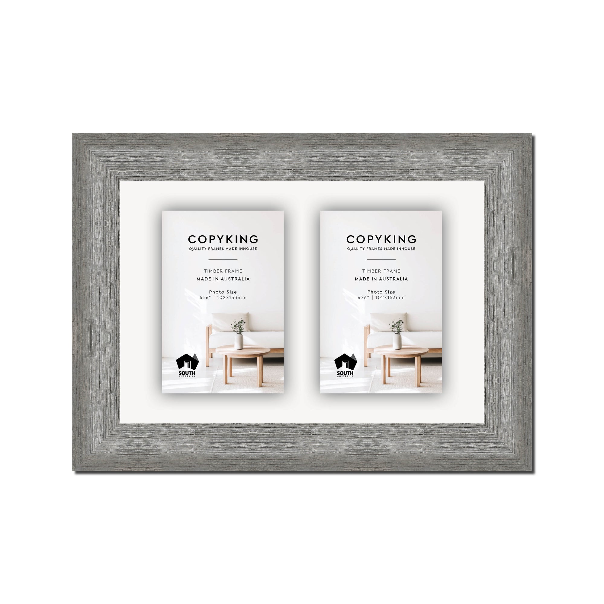 Homestead Light Grey 40mm Wood Collage Photo Frame - 8" x 12" - 2 Photos (4" x 6")