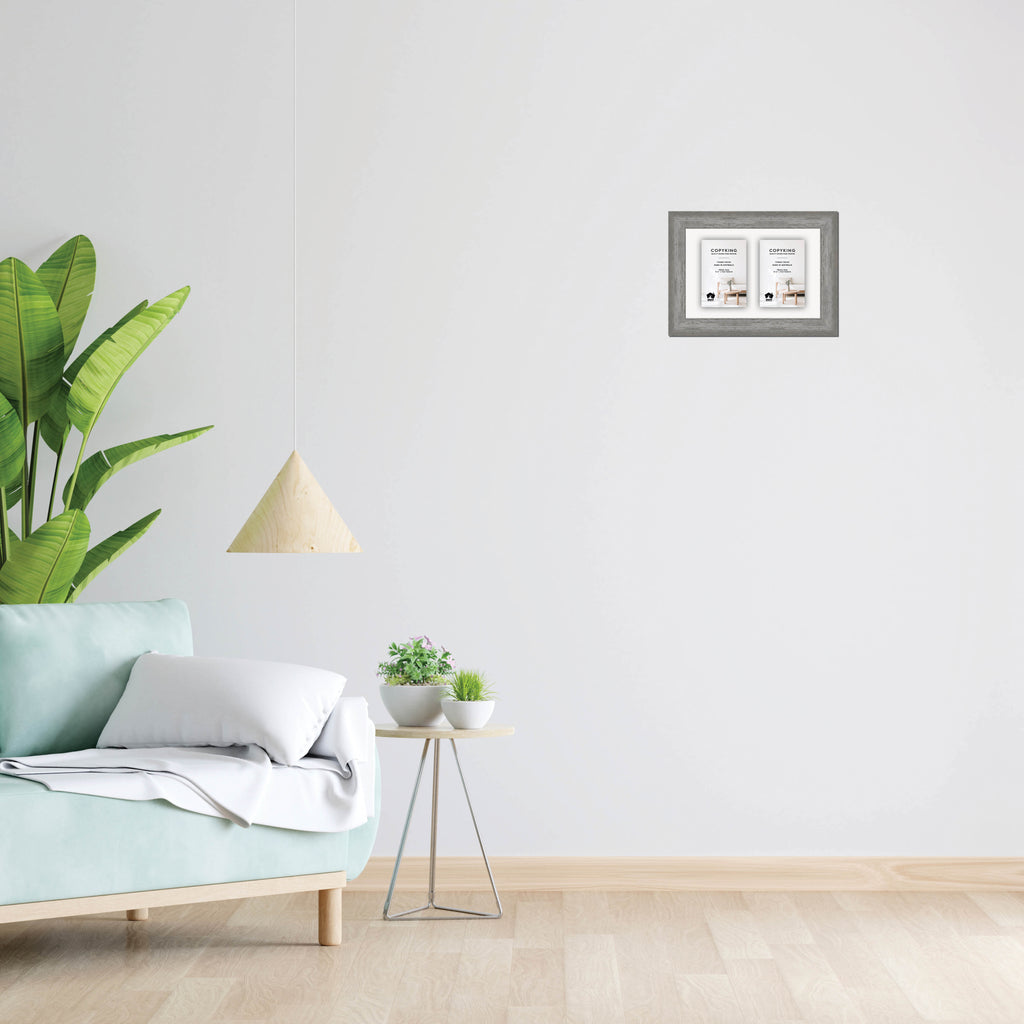Homestead Light Grey 40mm Wood Collage Photo Frame - 8" x 12" - 2 Photos (4" x 6")