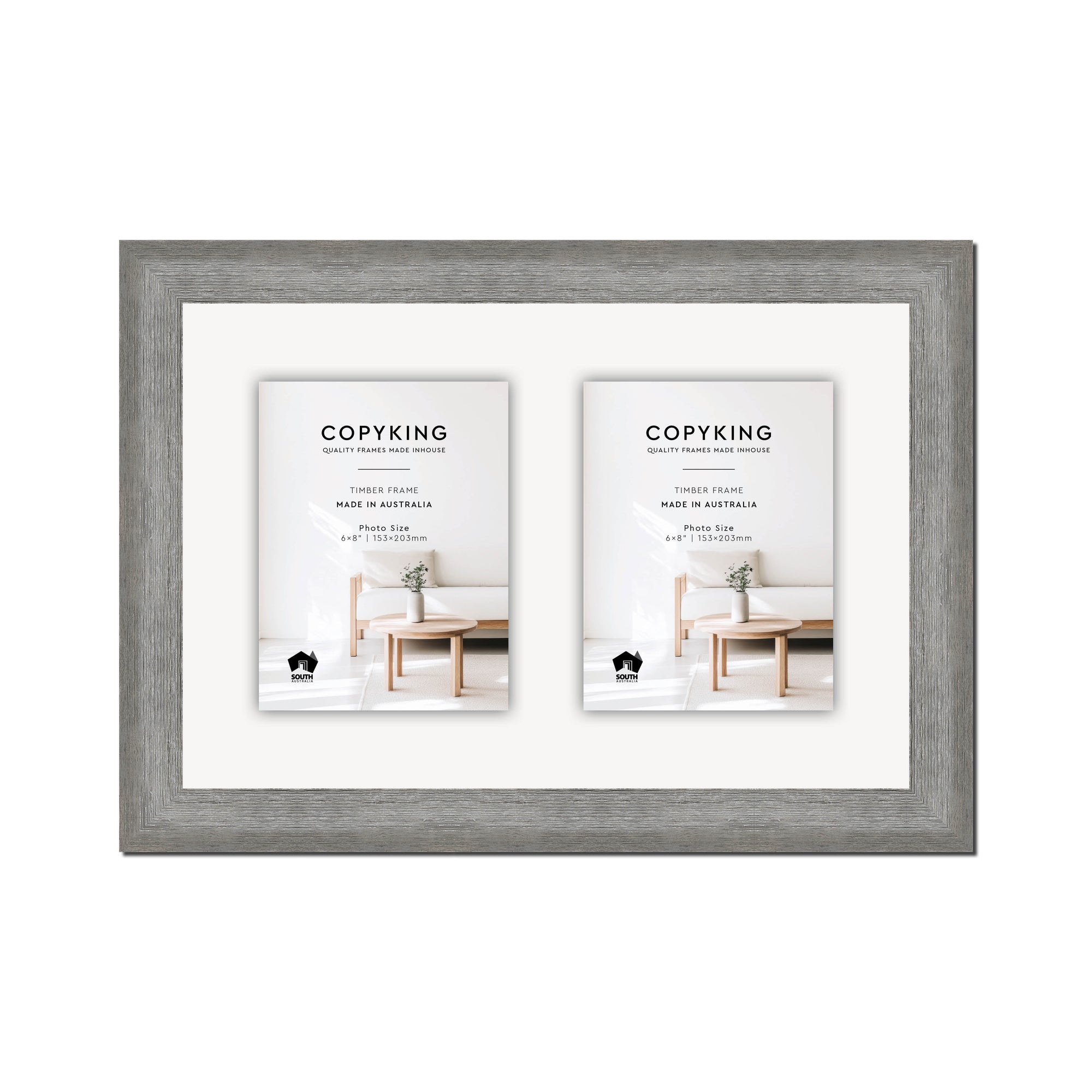 Homestead Light Grey 40mm Wood Collage Photo Frame - 12" x 18" - 2 Photos (6" x 8")