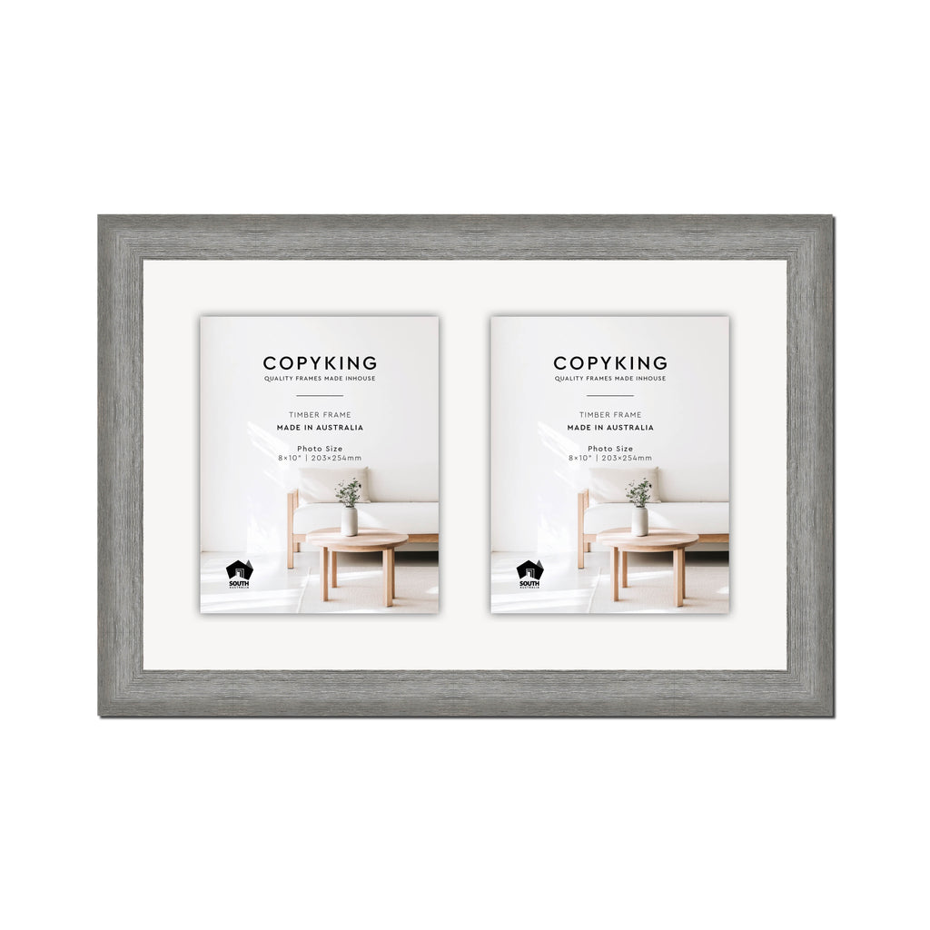 Homestead Light Grey 40mm Wood Collage Photo Frame - 14" x 22" - 2 Photos (8" x 10")