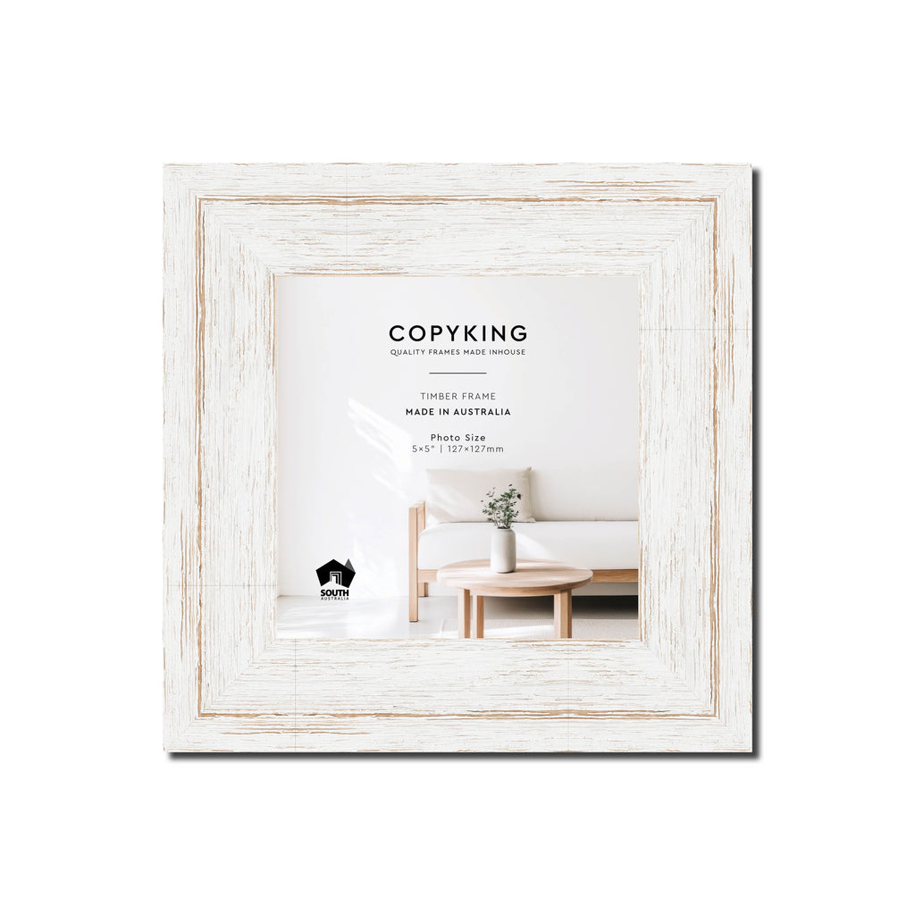 Homestead White 40mm Wood Square Photo Frame - 5" x 5" (127mm x 127mm)