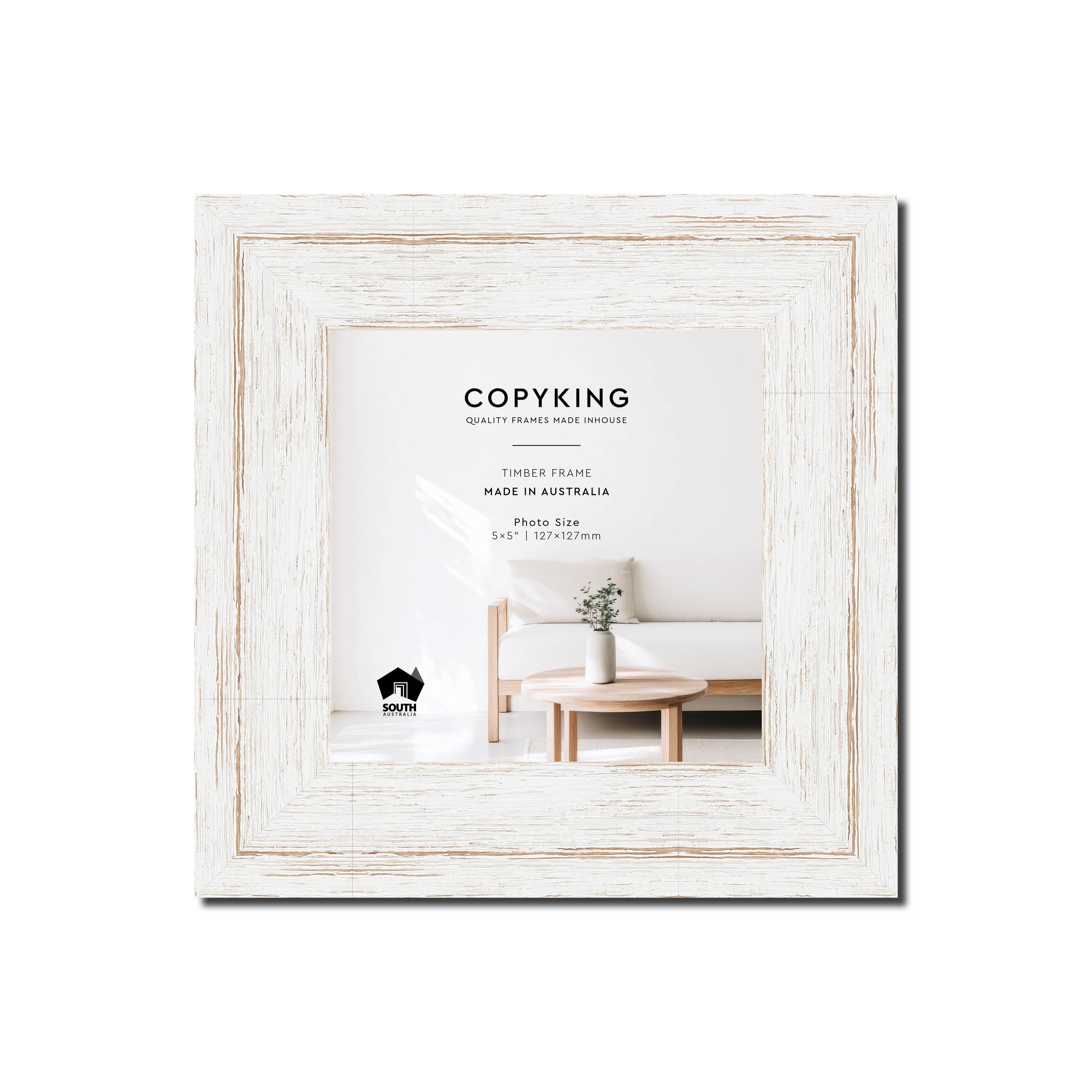 Homestead White 40mm Wood Square Photo Frame - 5" x 5" (127mm x 127mm)