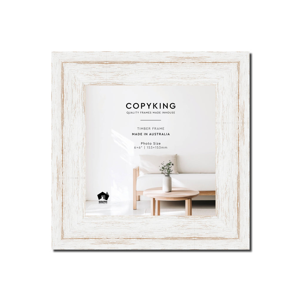 Homestead White 40mm Wood Square Photo Frame - 6" x 6" (153mm x 153mm)