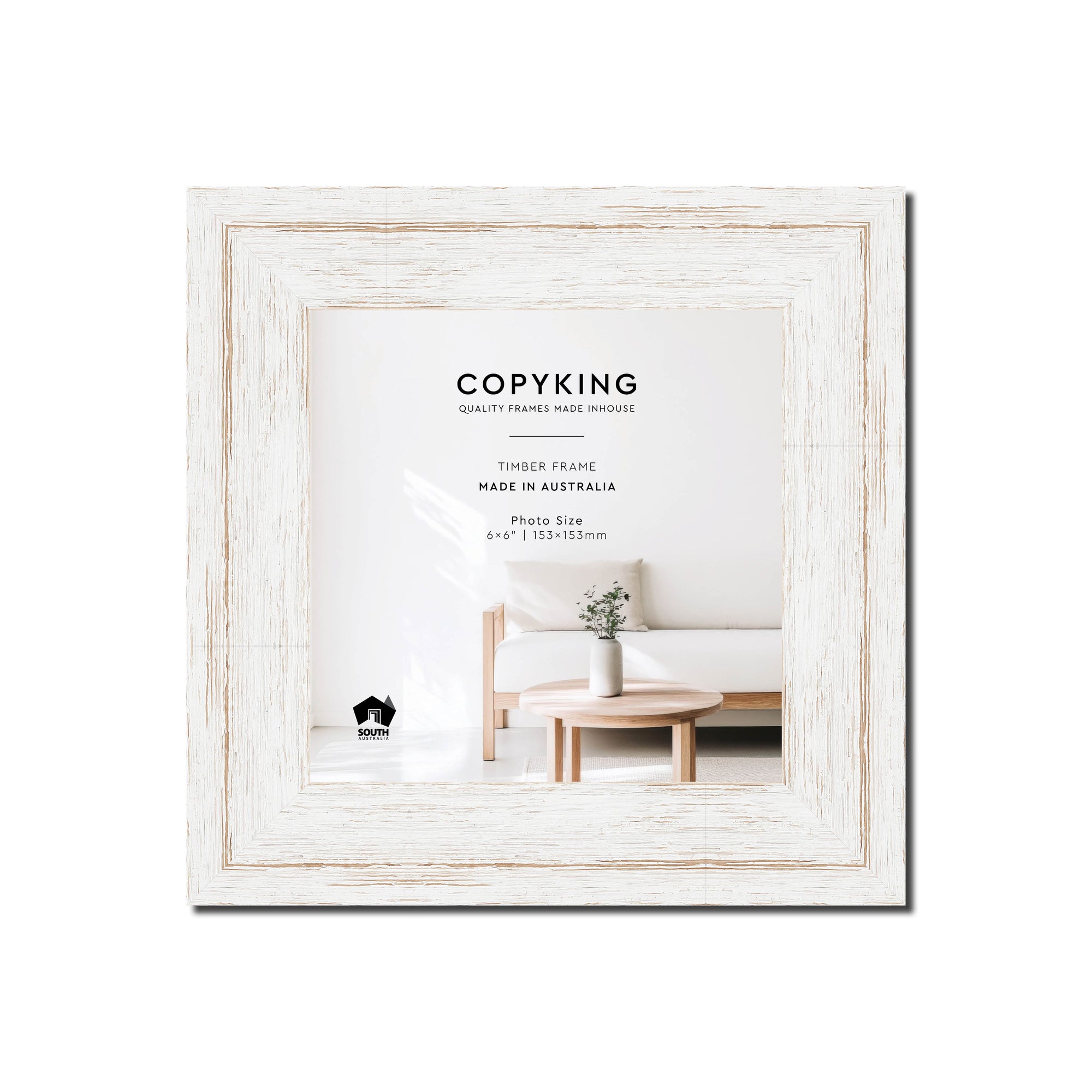 Homestead White 40mm Wood Square Photo Frame - 6" x 6" (153mm x 153mm)