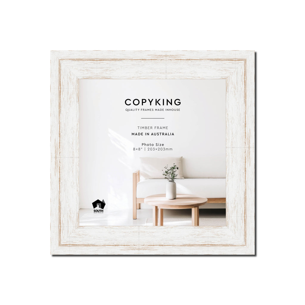 Homestead White 40mm Wood Square Photo Frame - 8" x 8" (203mm x 203mm)