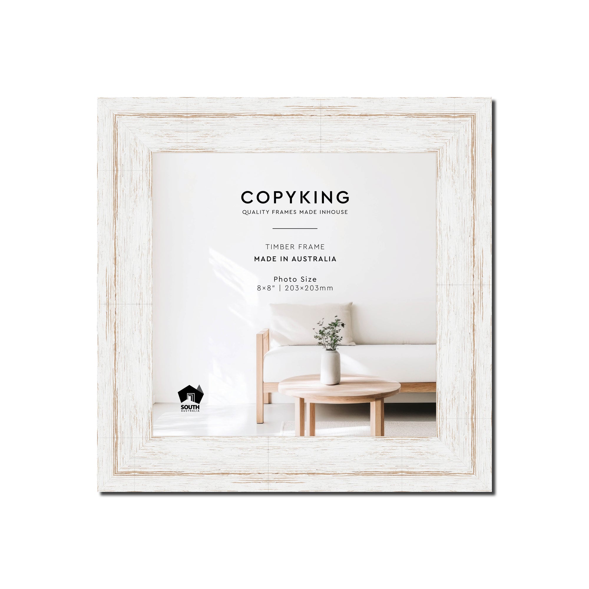 Homestead White 40mm Wood Square Photo Frame - 8" x 8" (203mm x 203mm)