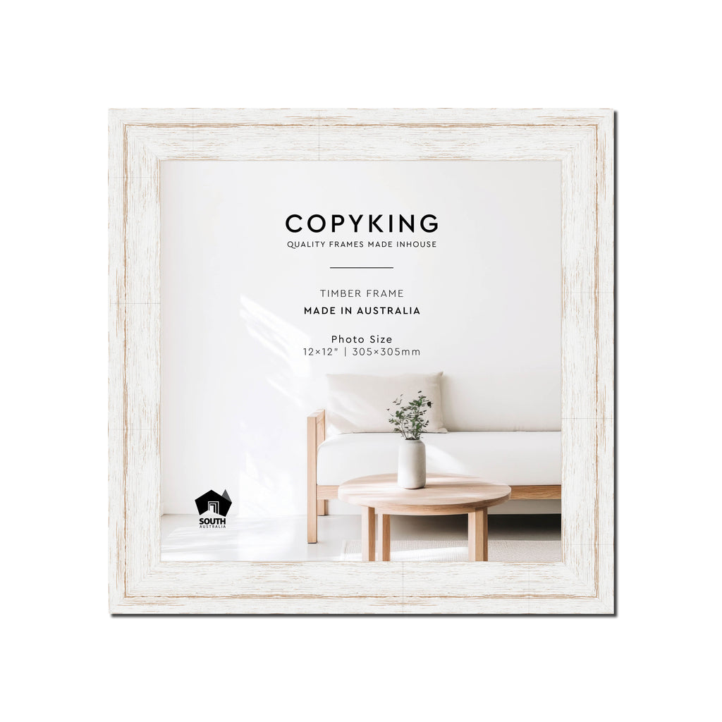 Homestead White 40mm Wood Square Photo Frame - 12" x 12" (305mm x 305mm)