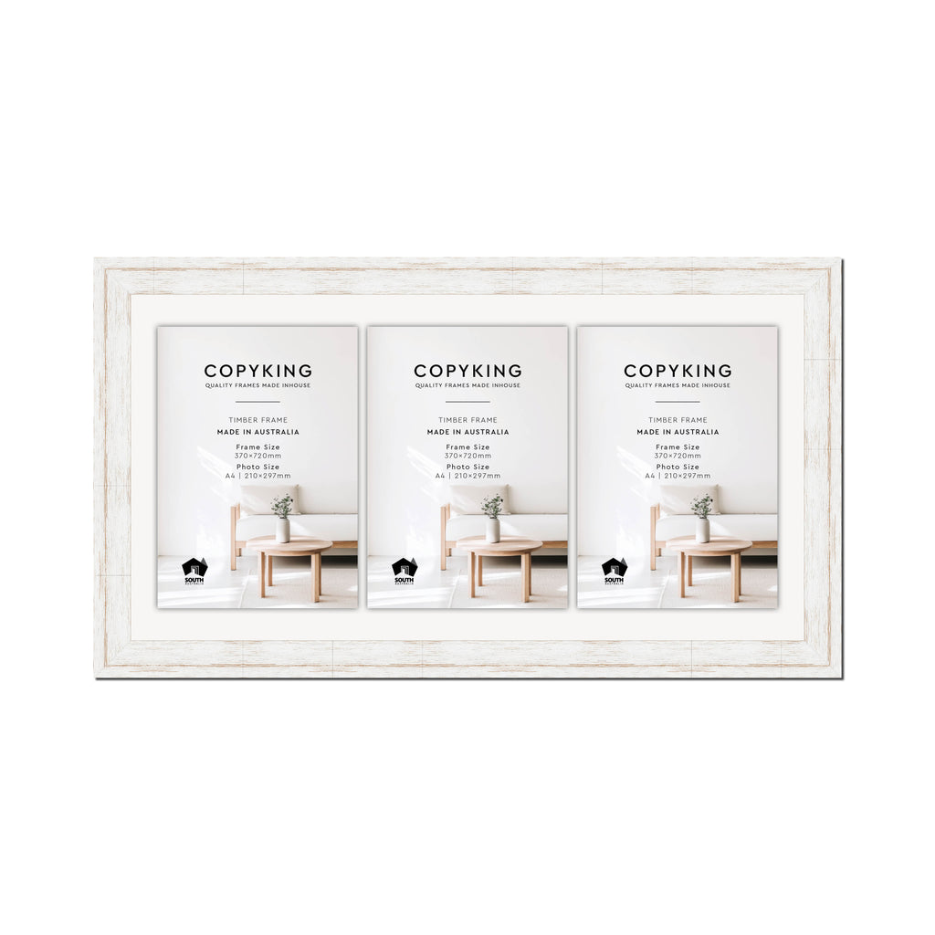 Homestead White 40mm Wood Certificate Frame - 370mm x 720mm - 3 Certificates (A4)