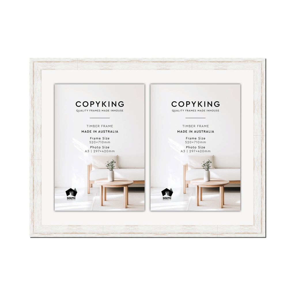 Homestead White 40mm Wood Certificate Frame - 520mm x 710mm - 2 Certificates (A3)