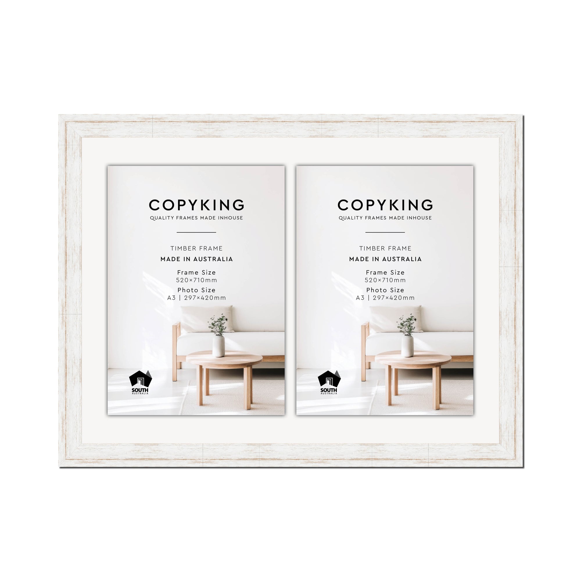Homestead White 40mm Wood Certificate Frame - 520mm x 710mm - 2 Certificates (A3)
