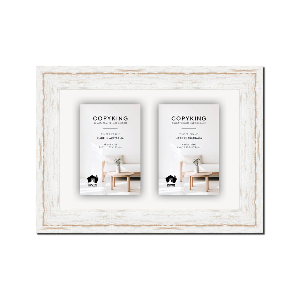 Homestead White 40mm Wood Collage Photo Frame - 8" x 12" - 2 Photos (4" x 6")