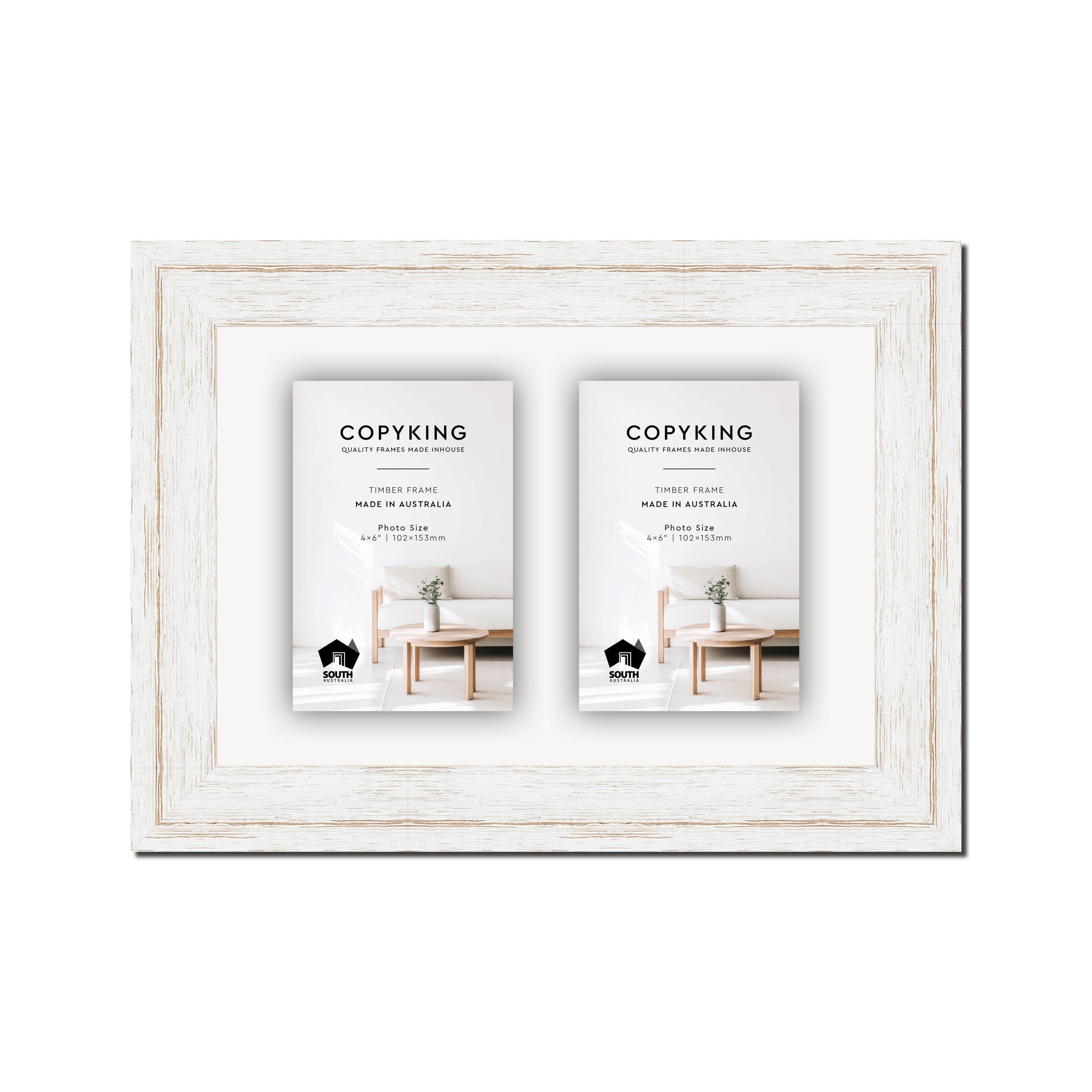 Homestead White 40mm Wood Collage Photo Frame - 8" x 12" - 2 Photos (4" x 6")