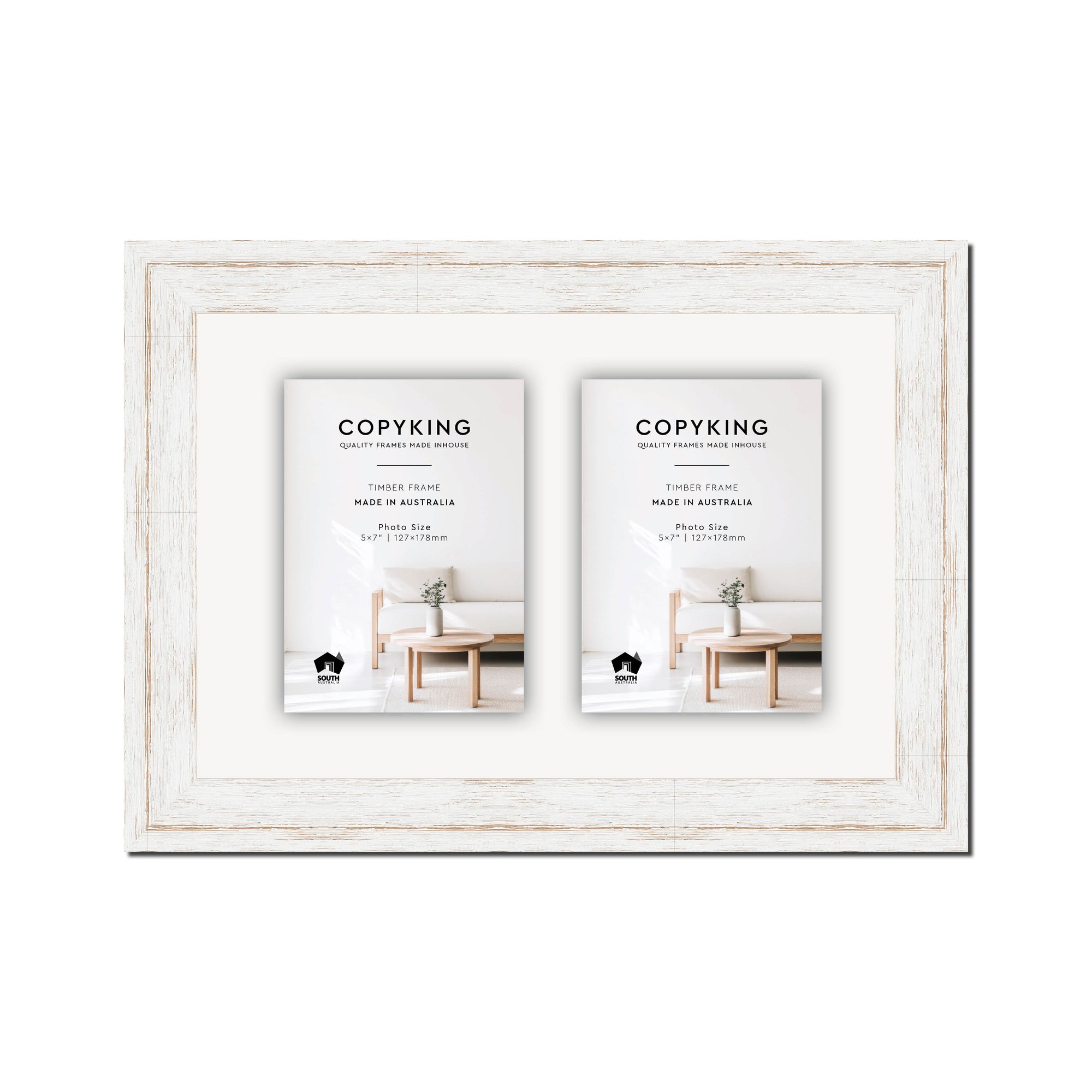 Homestead White 40mm Wood Collage Photo Frame - 10" x 15" - 2 Photos (5" x 7")