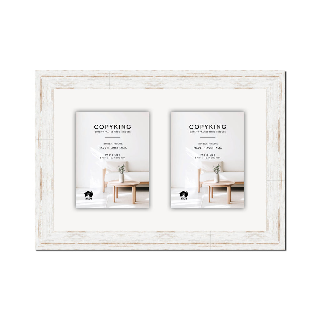 Homestead White 40mm Wood Collage Photo Frame - 12" x 18" - 2 Photos (6" x 8")
