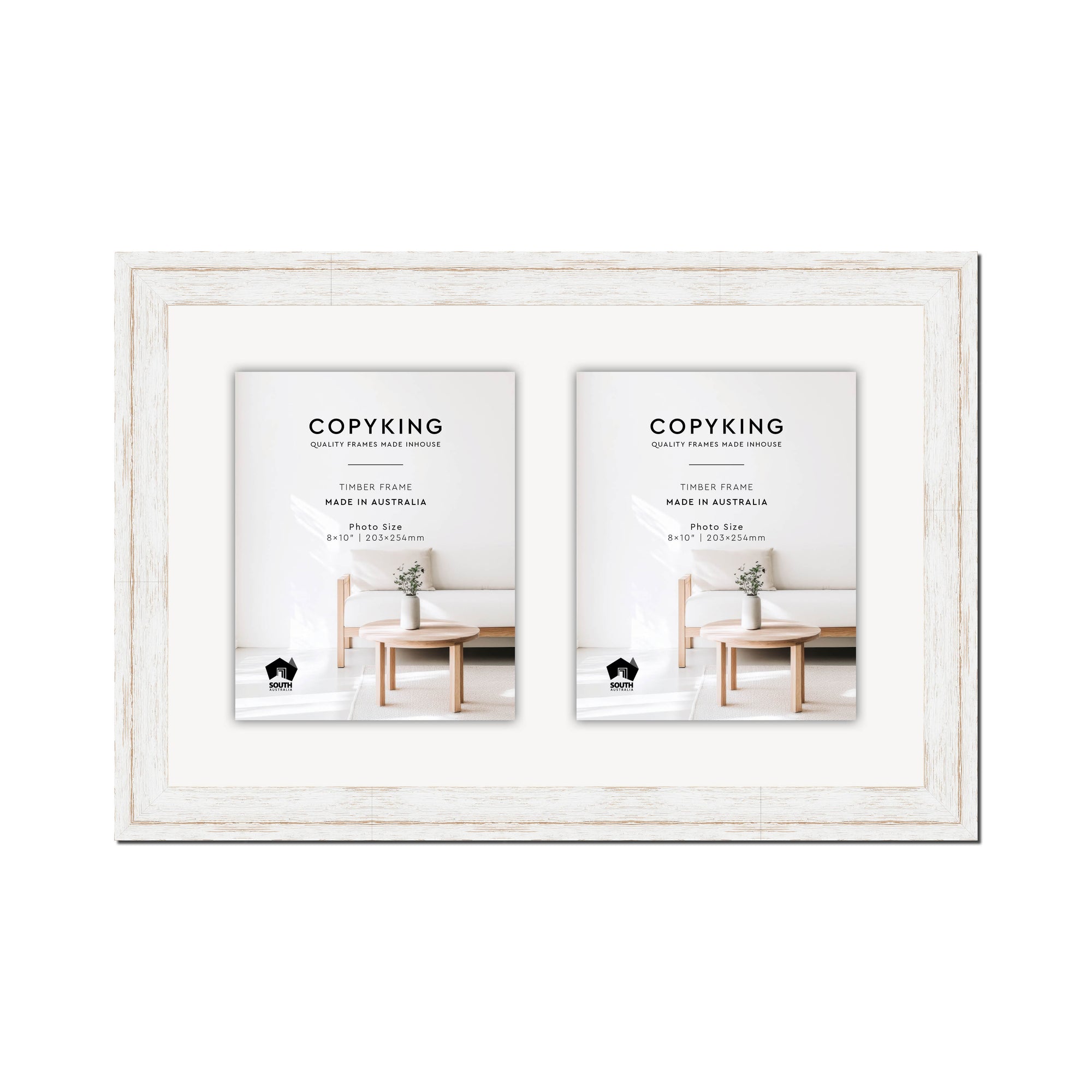 Homestead White 40mm Wood Collage Photo Frame - 14" x 22" - 2 Photos (8" x 10")