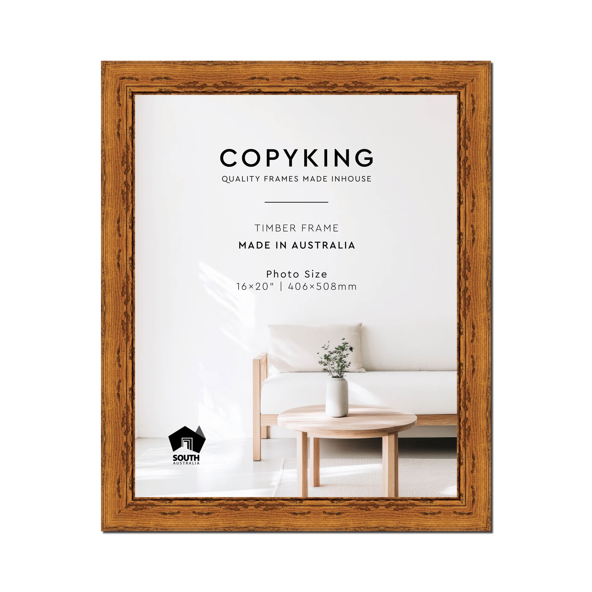 Light Walnut 43mm Wood Photo Frame - 16" x 20" (406mm x 508mm)