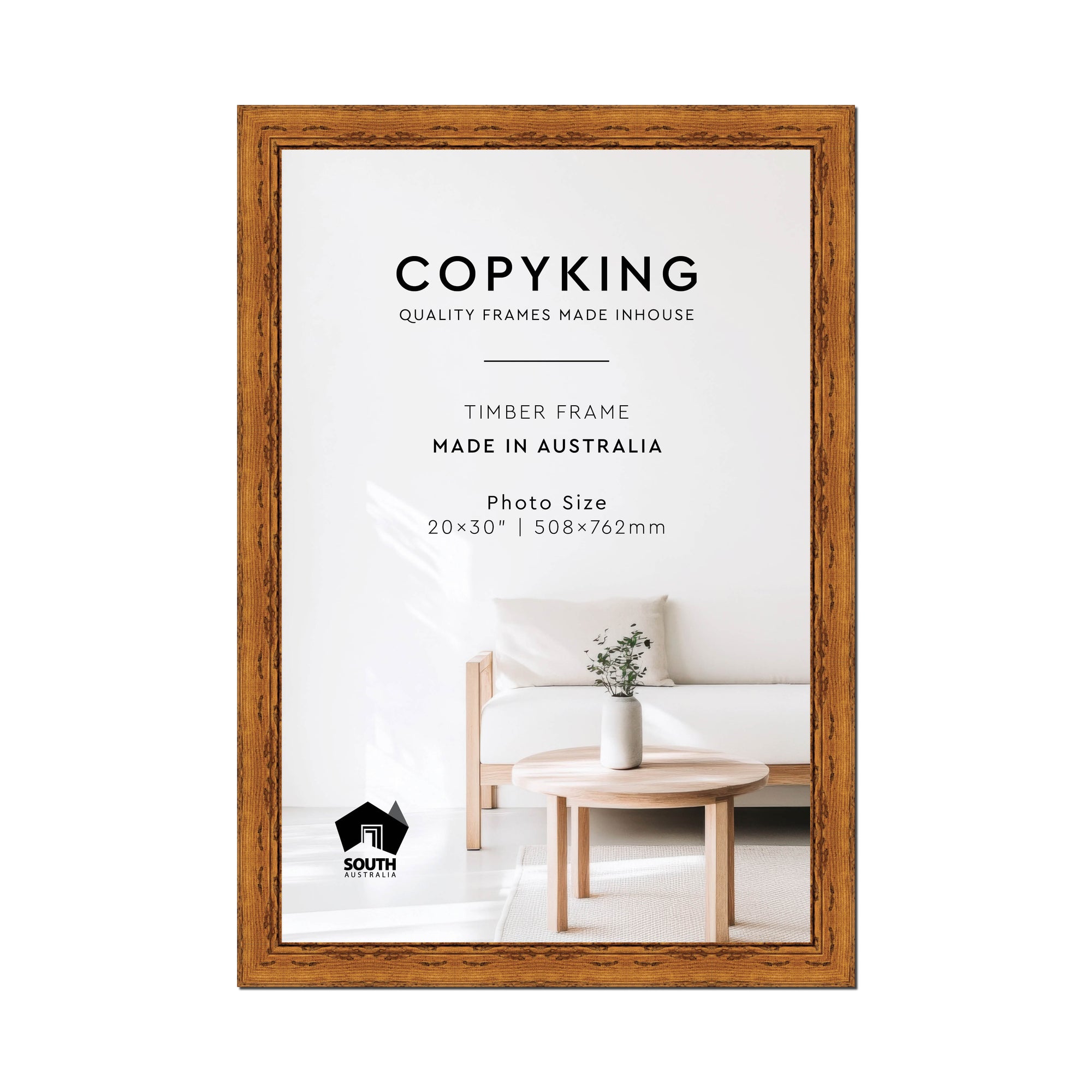 Light Walnut 43mm Wood Photo Frame - 20" x 30" (508mm x 762mm)