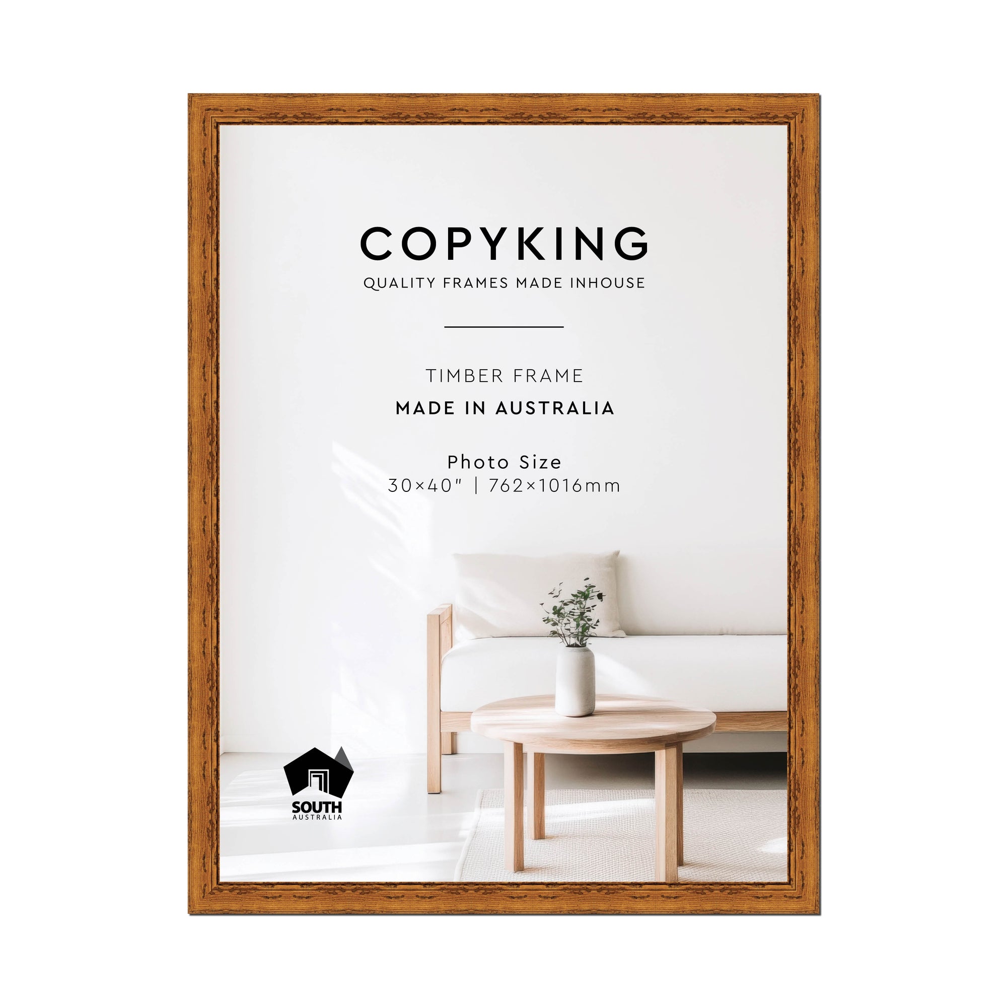 Light Walnut 43mm Wood Photo Frame - 30" x 40" (762mm x 1016mm)