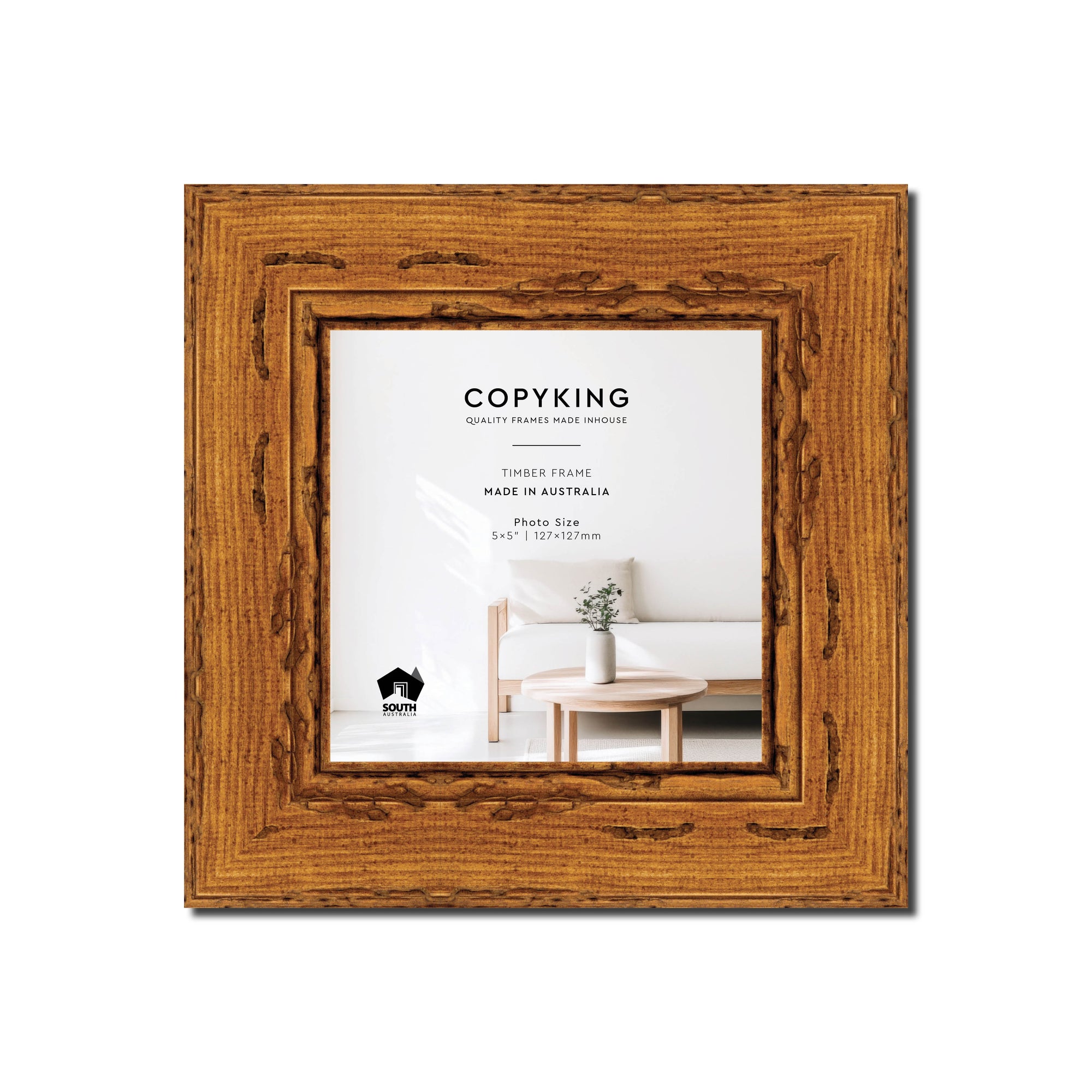 Light Walnut 43mm Wood Square Photo Frame - 5" x 5" (127mm x 127mm)