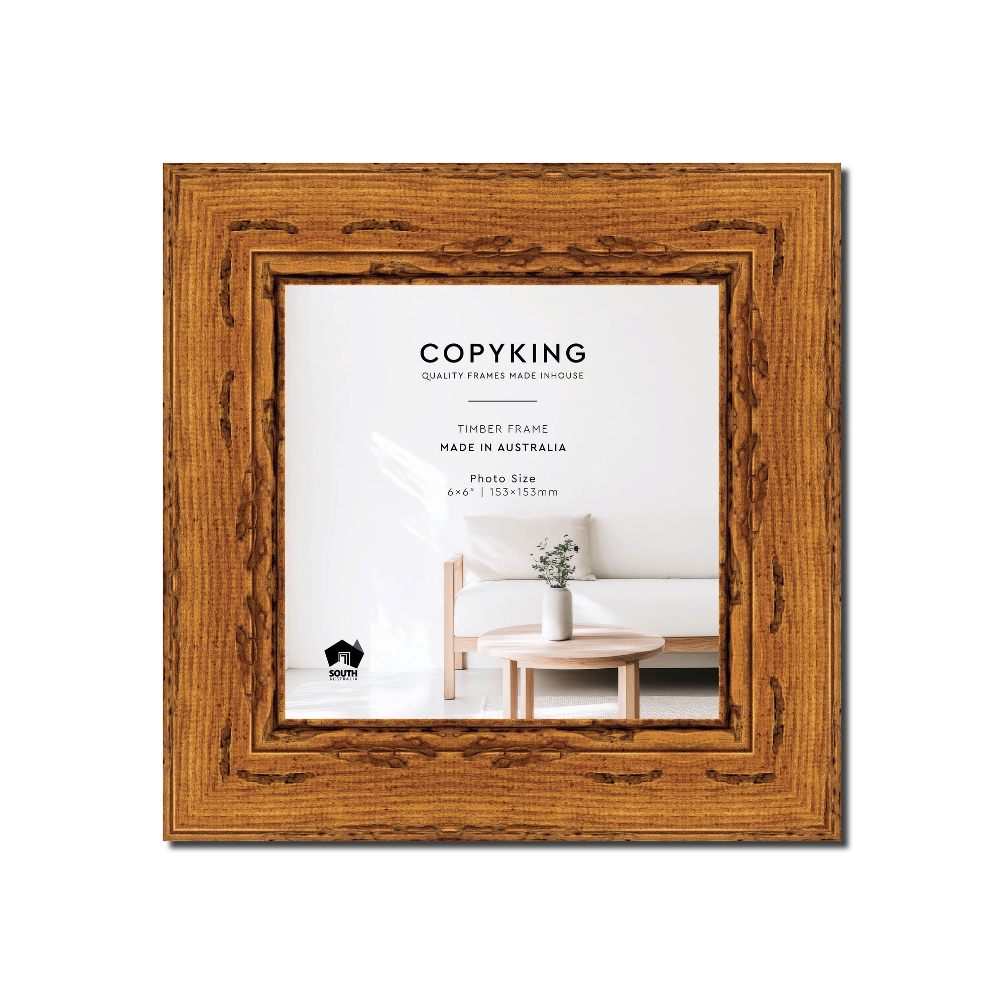 Light Walnut 43mm Wood Square Photo Frame - 6" x 6" (153mm x 153mm)