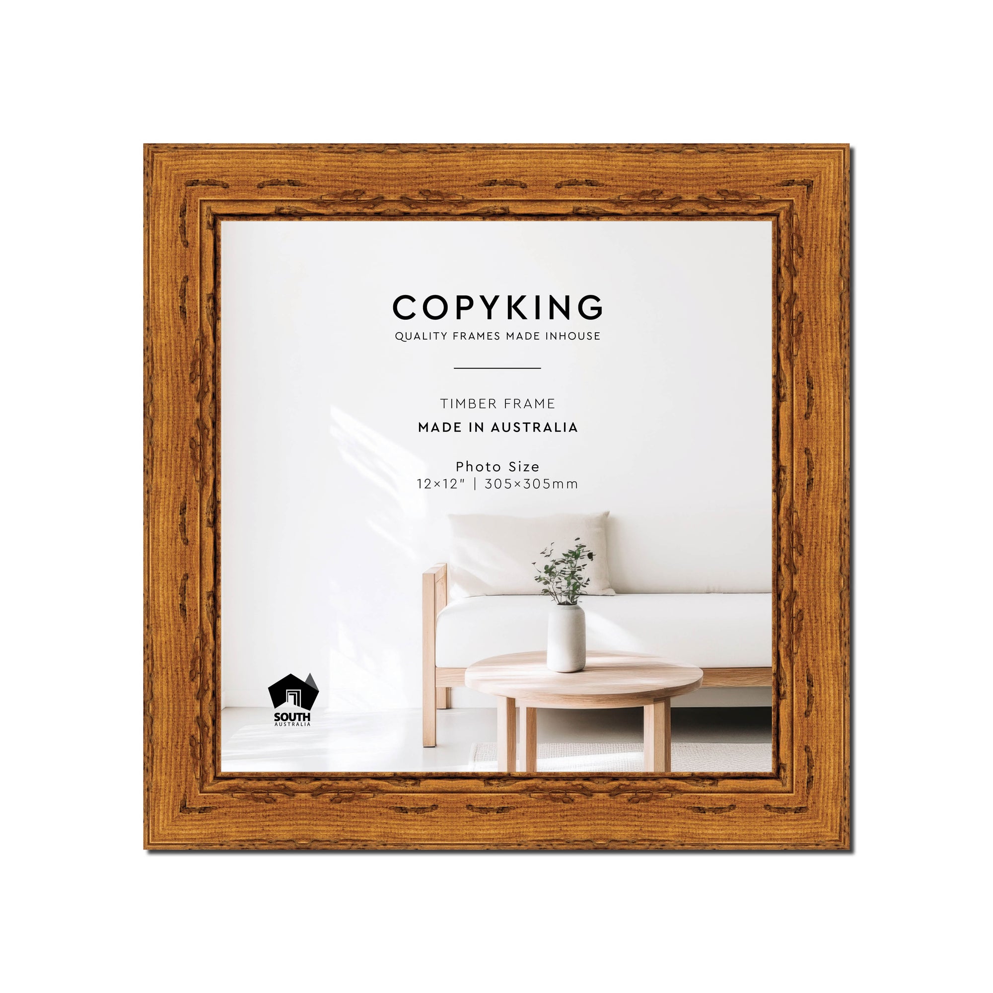 Light Walnut 43mm Wood Square Photo Frame - 12" x 12" (305mm x 305mm)