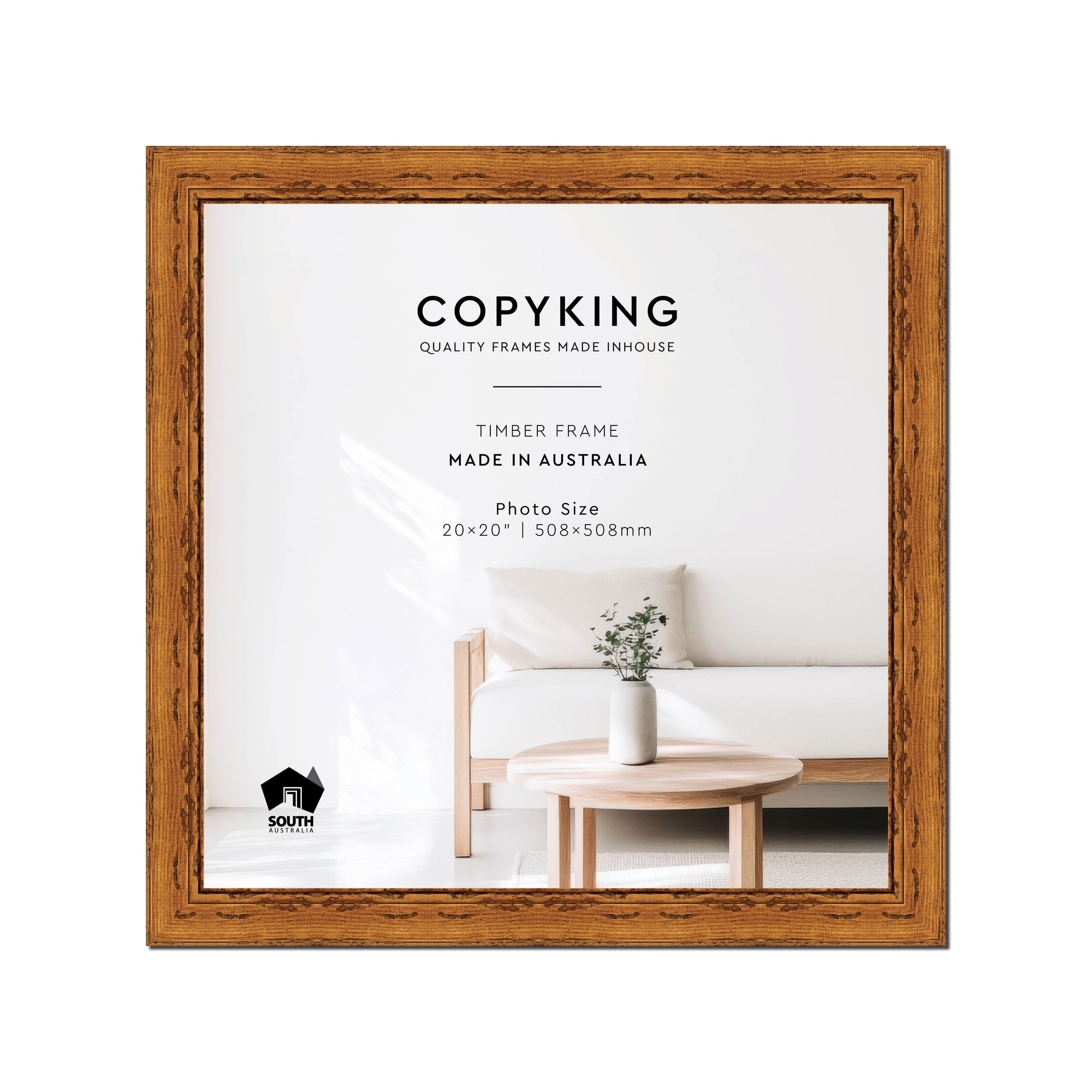 Light Walnut 43mm Wood Square Photo Frame - 20" x 20" (508mm x 508mm)