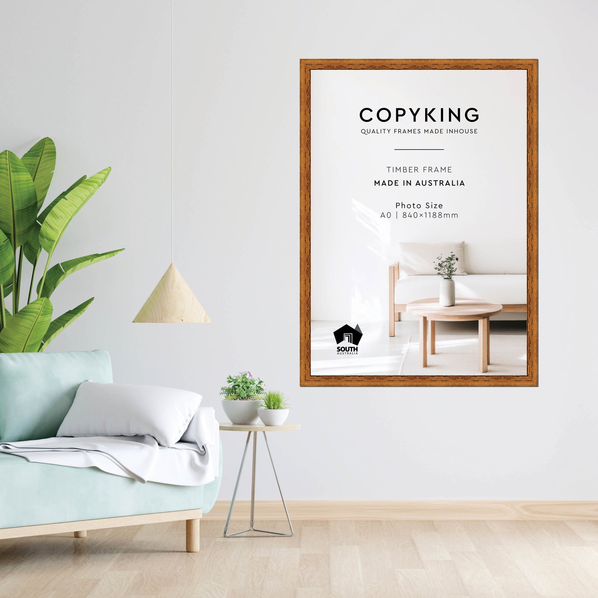Light Walnut 43mm Wood Poster Frame - A0 (840mm x 1188mm)