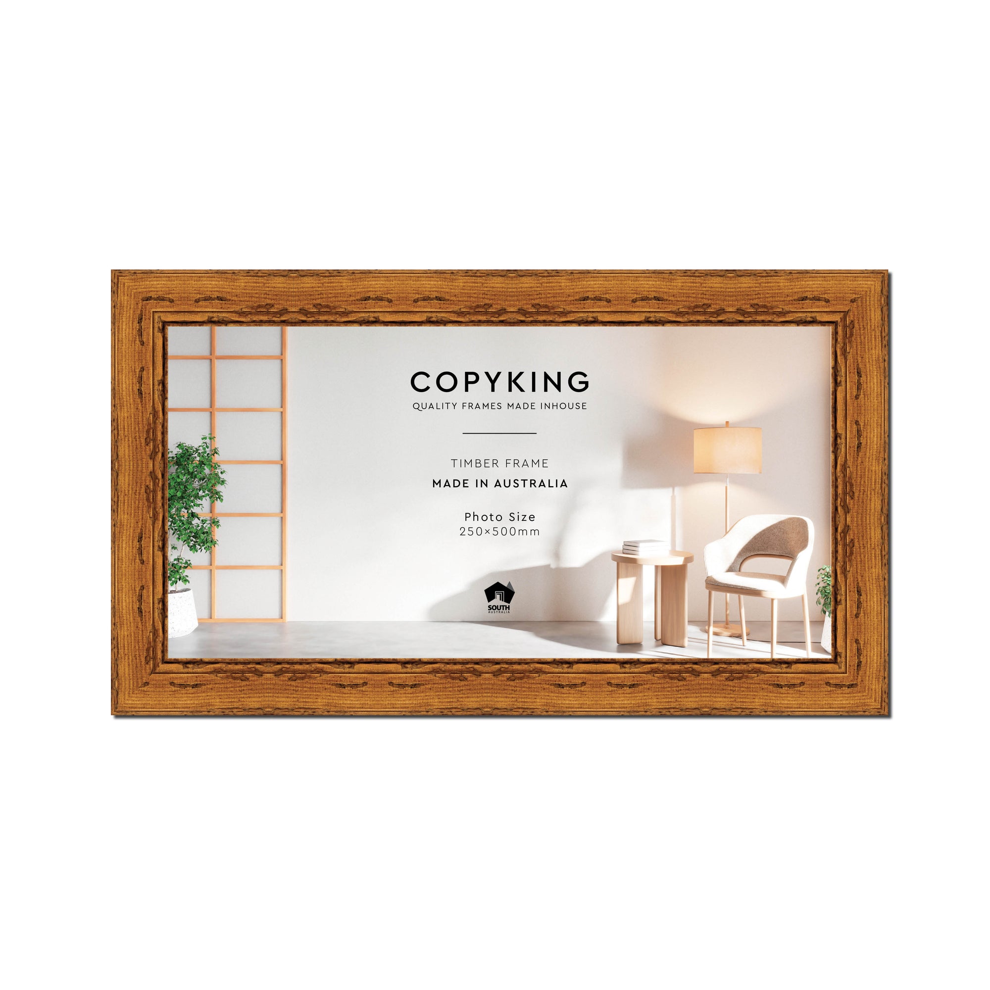 Light Walnut 43mm Wood Panoramic Photo Frame - 25cm x 50cm