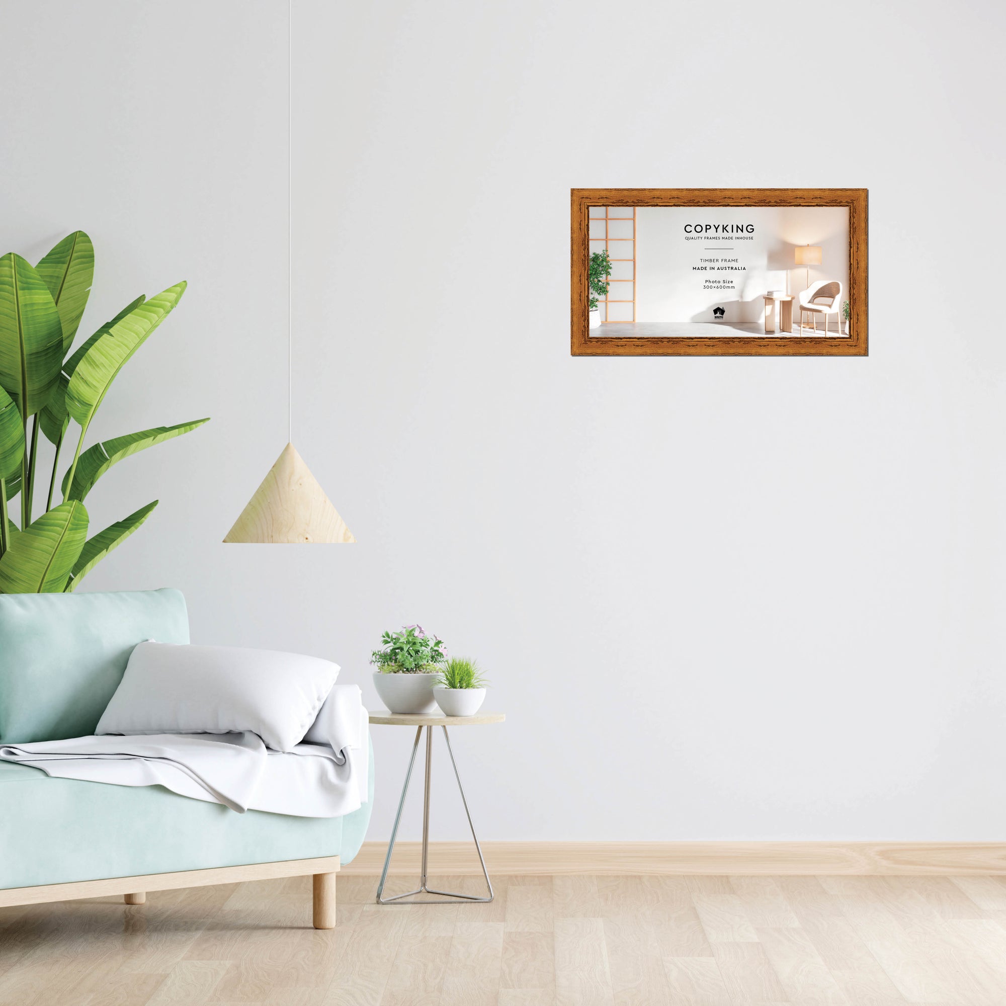 Light Walnut 43mm Wood Panoramic Photo Frame - 30cm x 60cm