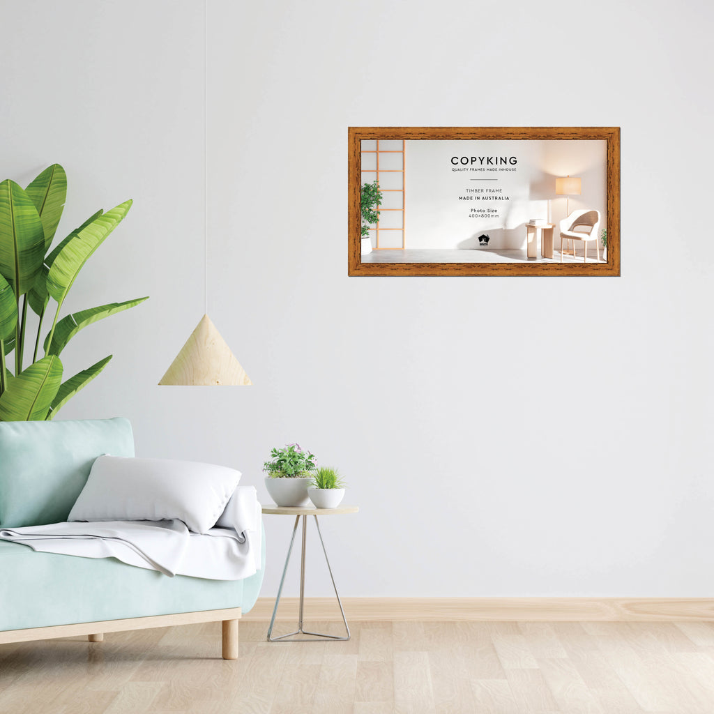 Light Walnut 43mm Wood Panoramic Photo Frame - 40cm x 80cm