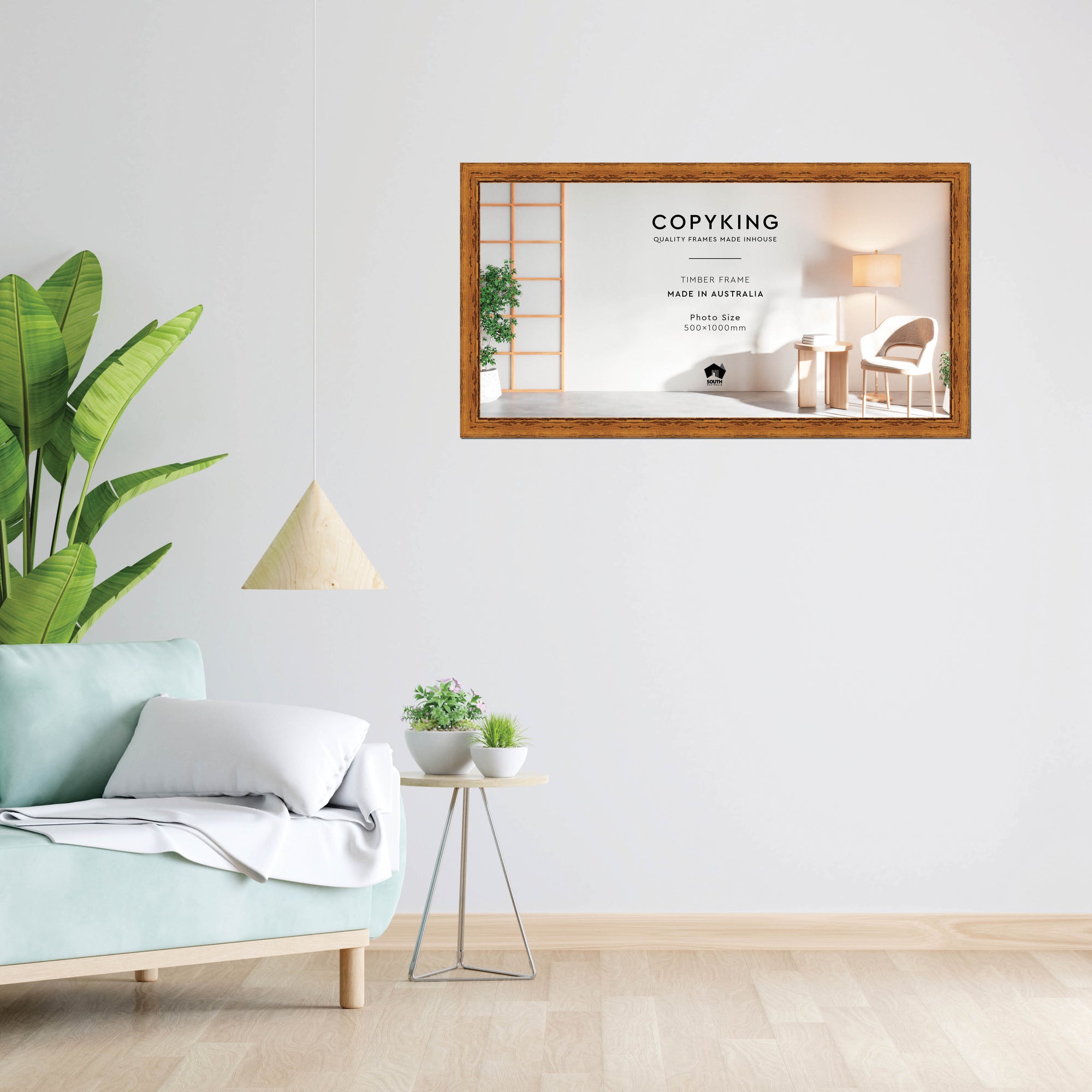 Light Walnut 43mm Wood Panoramic Photo Frame - 50cm x 100cm