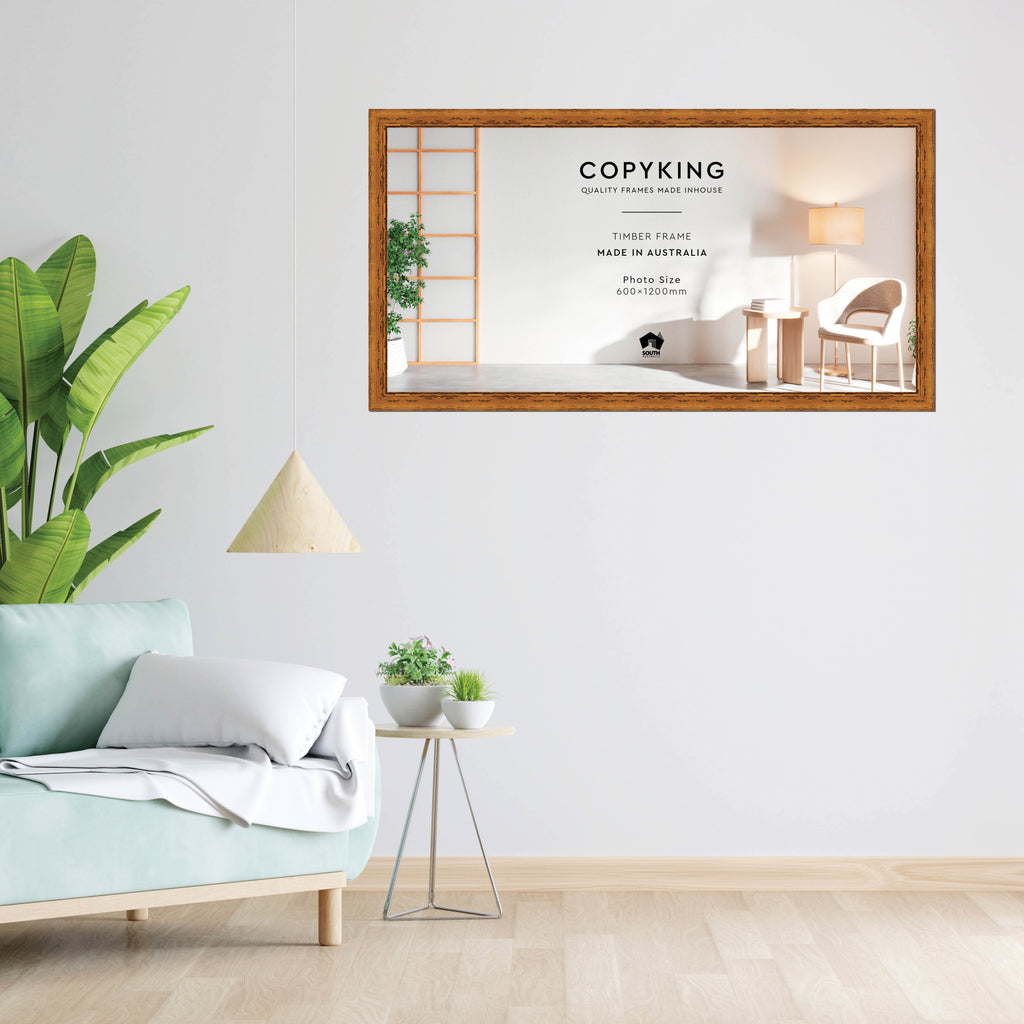 Light Walnut 43mm Wood Panoramic Photo Frame - 60cm x 120cm