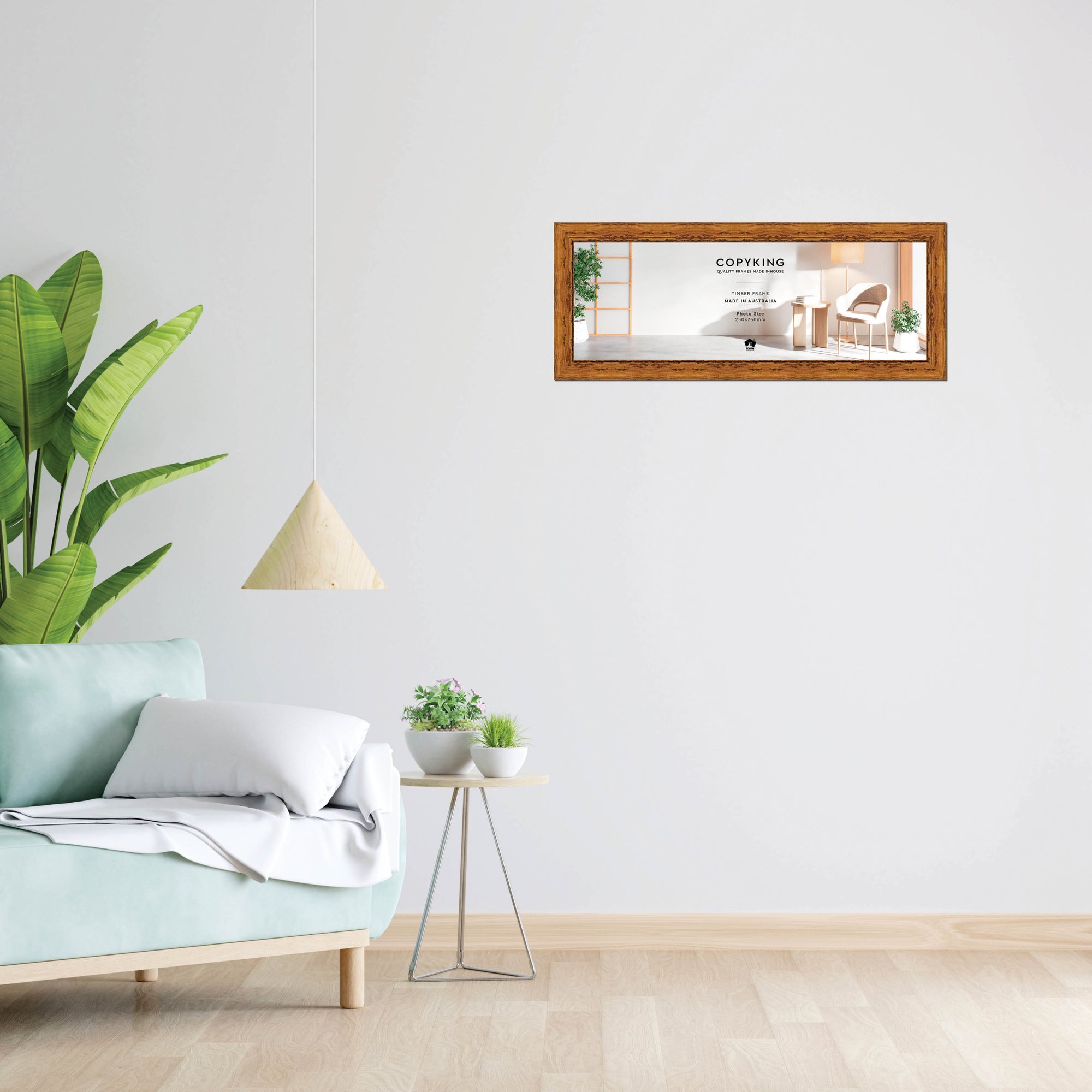 Light Walnut 43mm Wood Panoramic Photo Frame - 25cm x 75cm