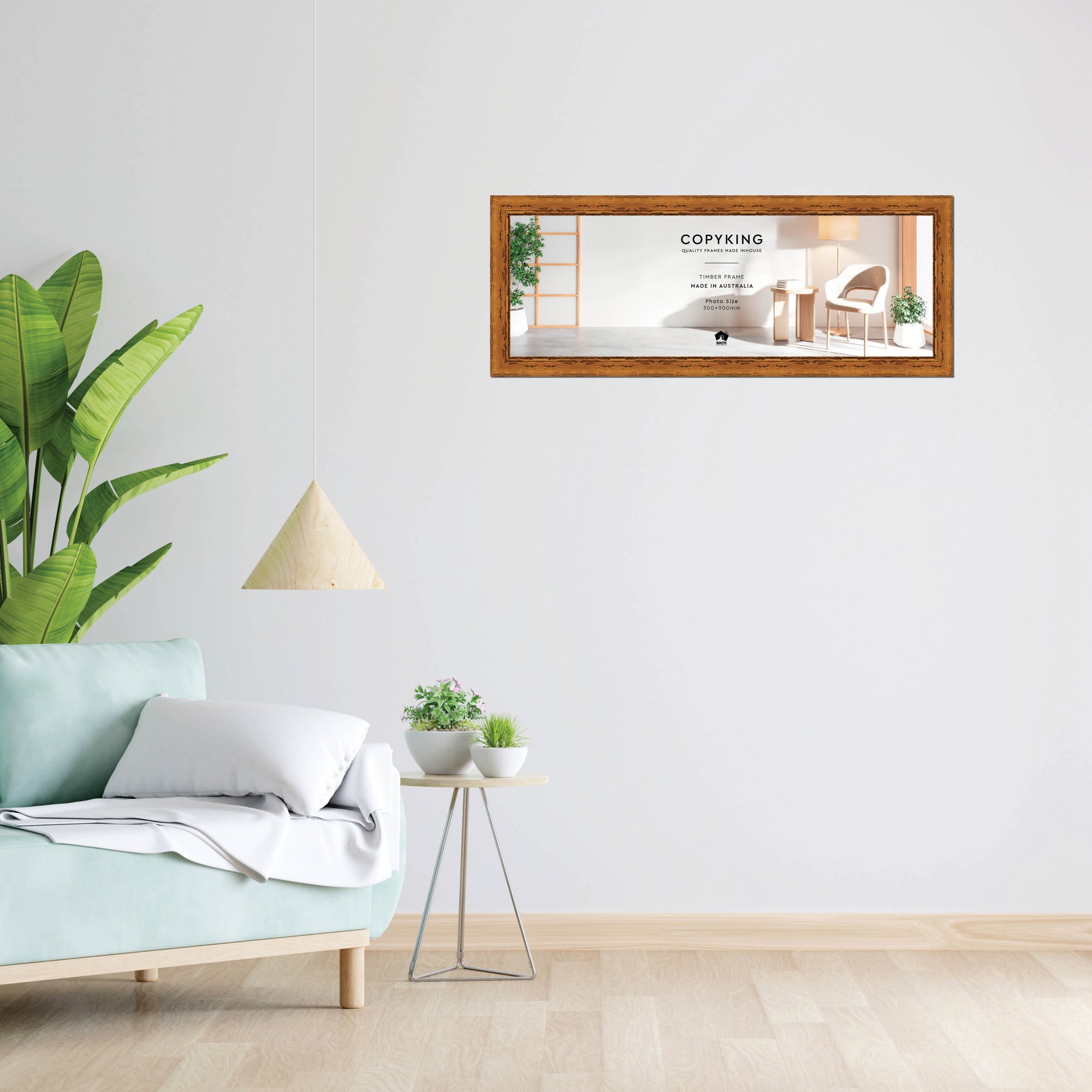 Light Walnut 43mm Wood Panoramic Photo Frame - 30cm x 90cm
