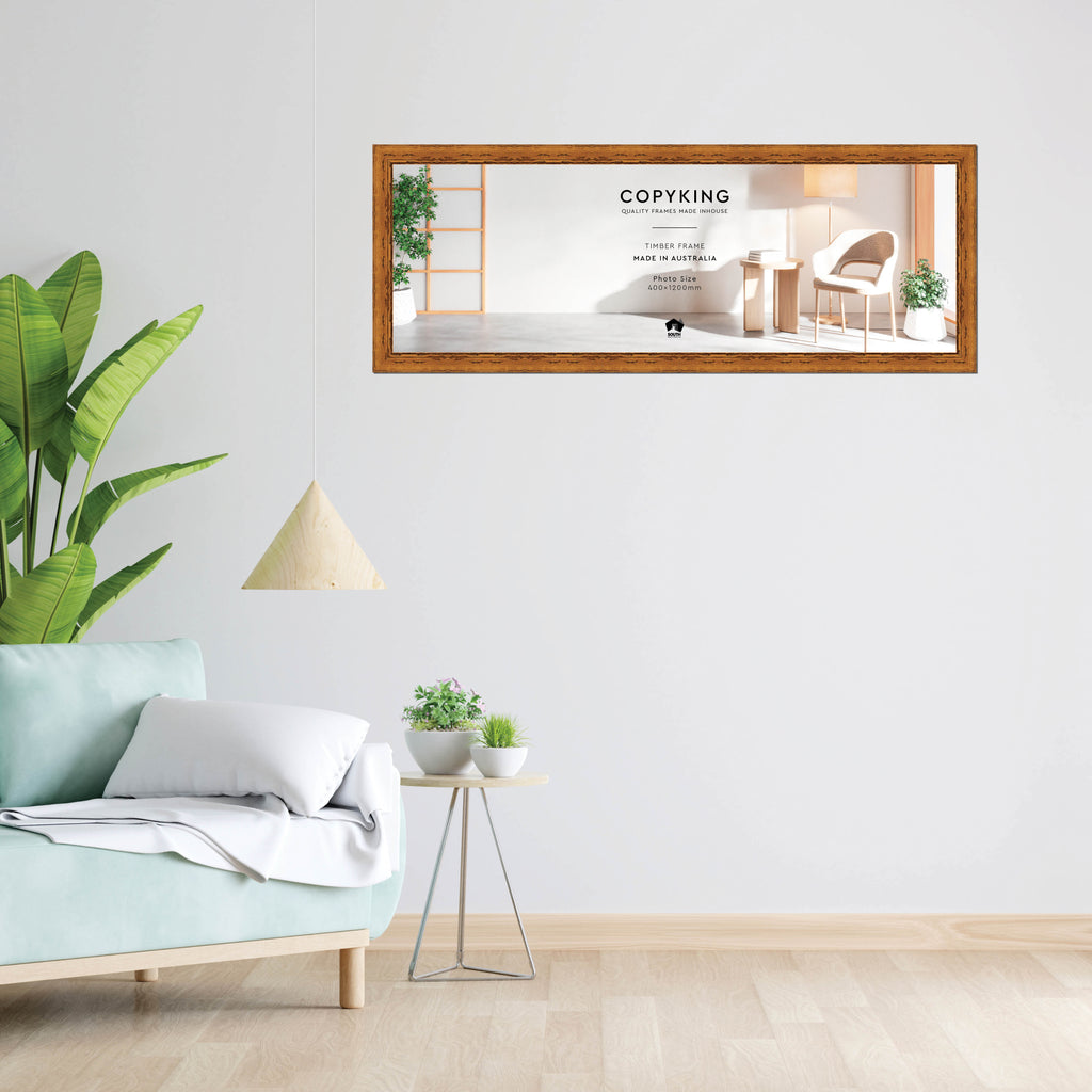 Light Walnut 43mm Wood Panoramic Photo Frame - 40cm x 120cm