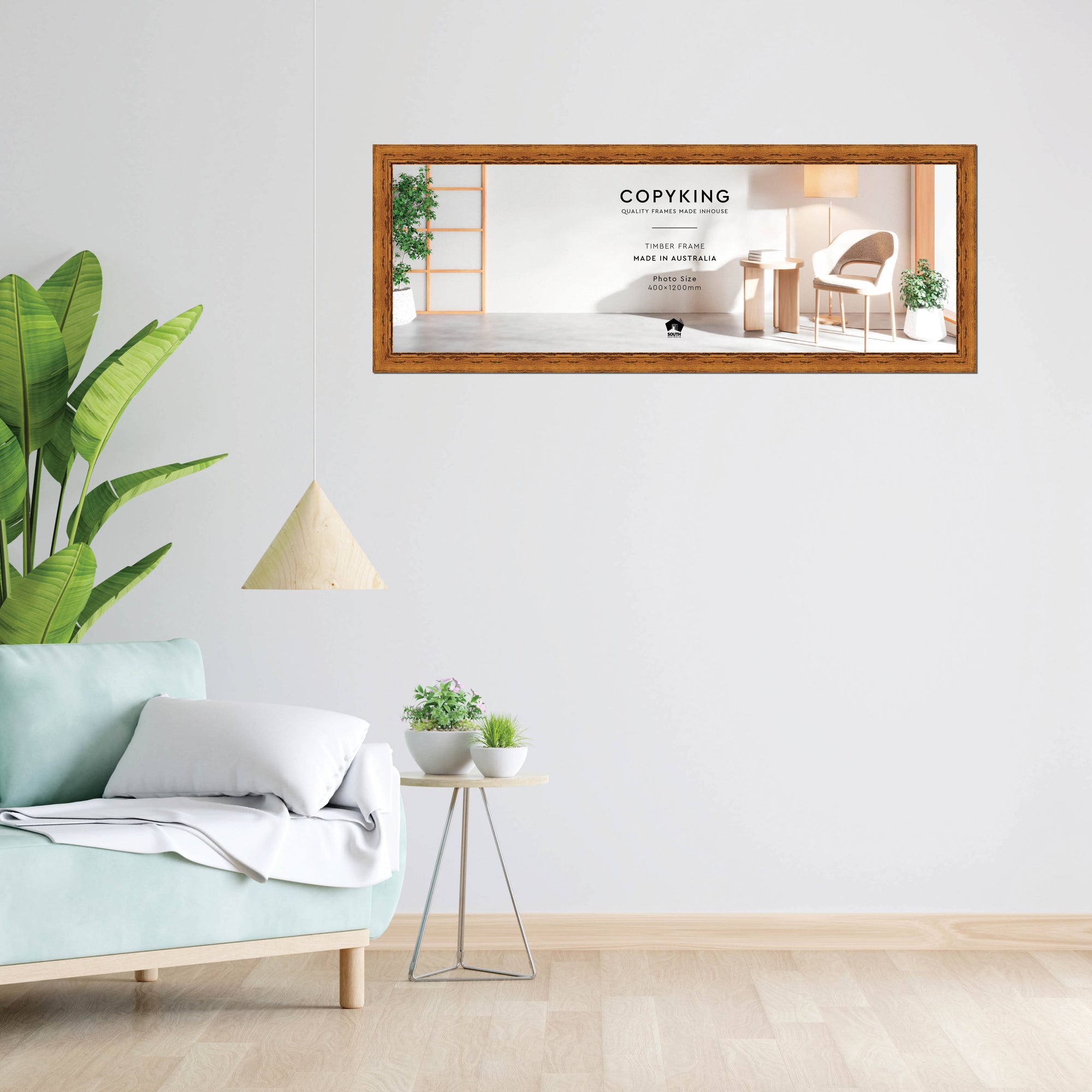 Light Walnut 43mm Wood Panoramic Photo Frame - 40cm x 120cm