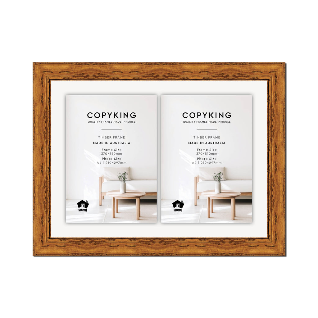 Light Walnut 43mm Wood Certificate Frame - 370mm x 510mm - 2 Certificates (A4)