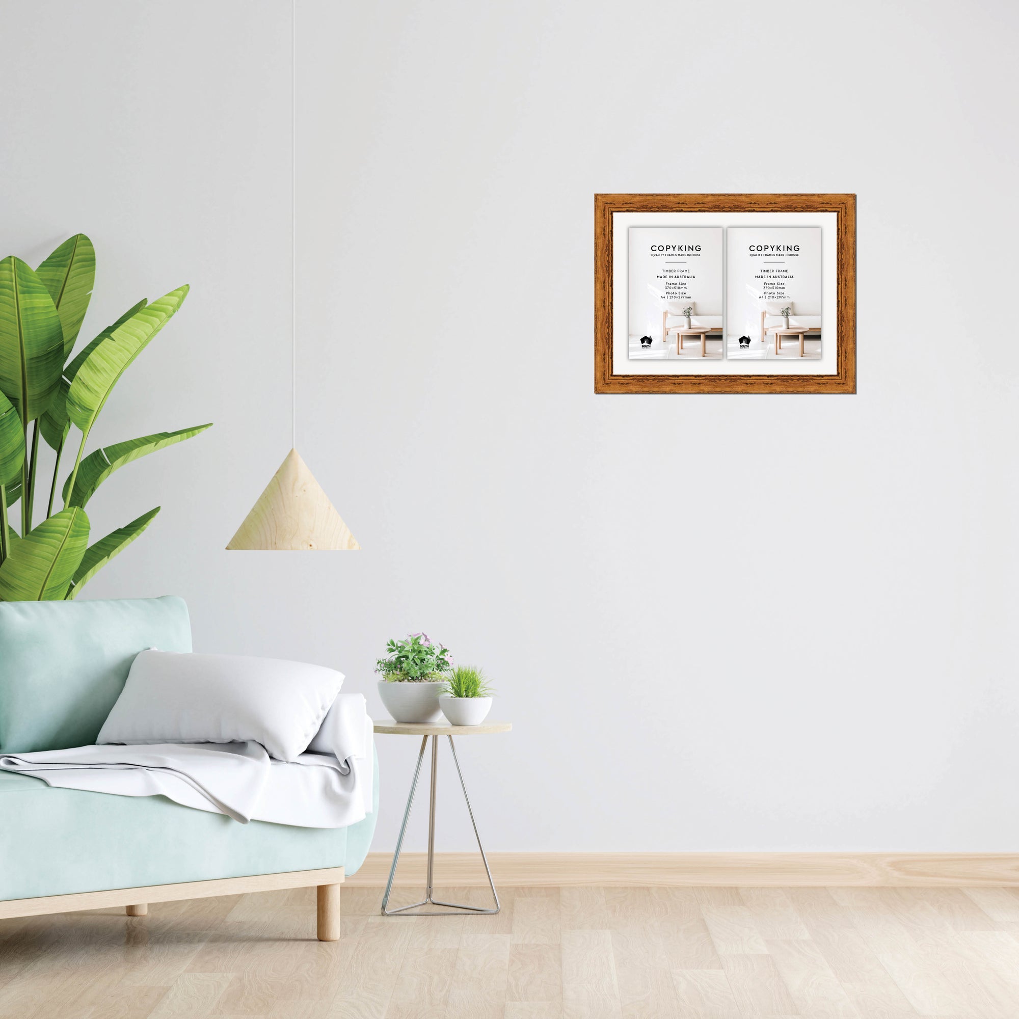 Light Walnut 43mm Wood Certificate Frame - 370mm x 510mm - 2 Certificates (A4)