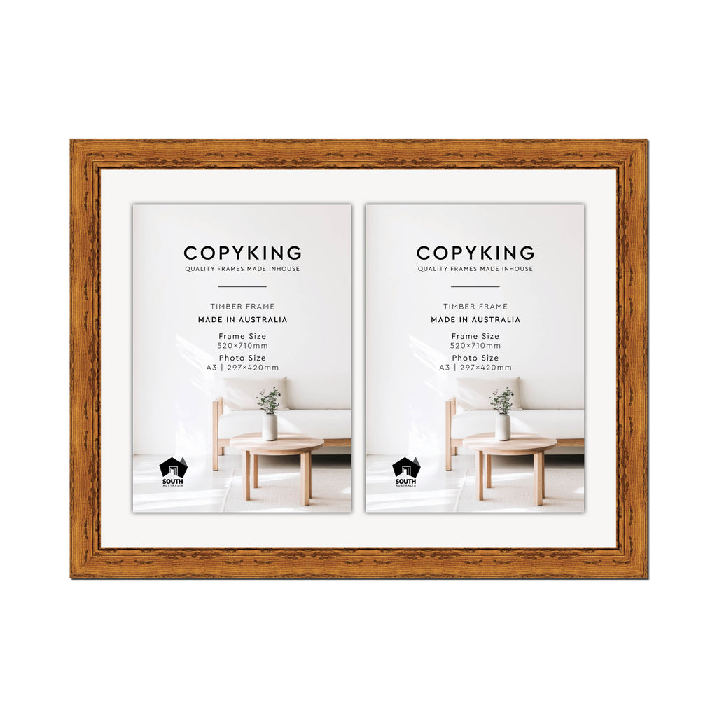 Light Walnut 43mm Wood Certificate Frame - 520mm x 710mm - 2 Certificates (A3)