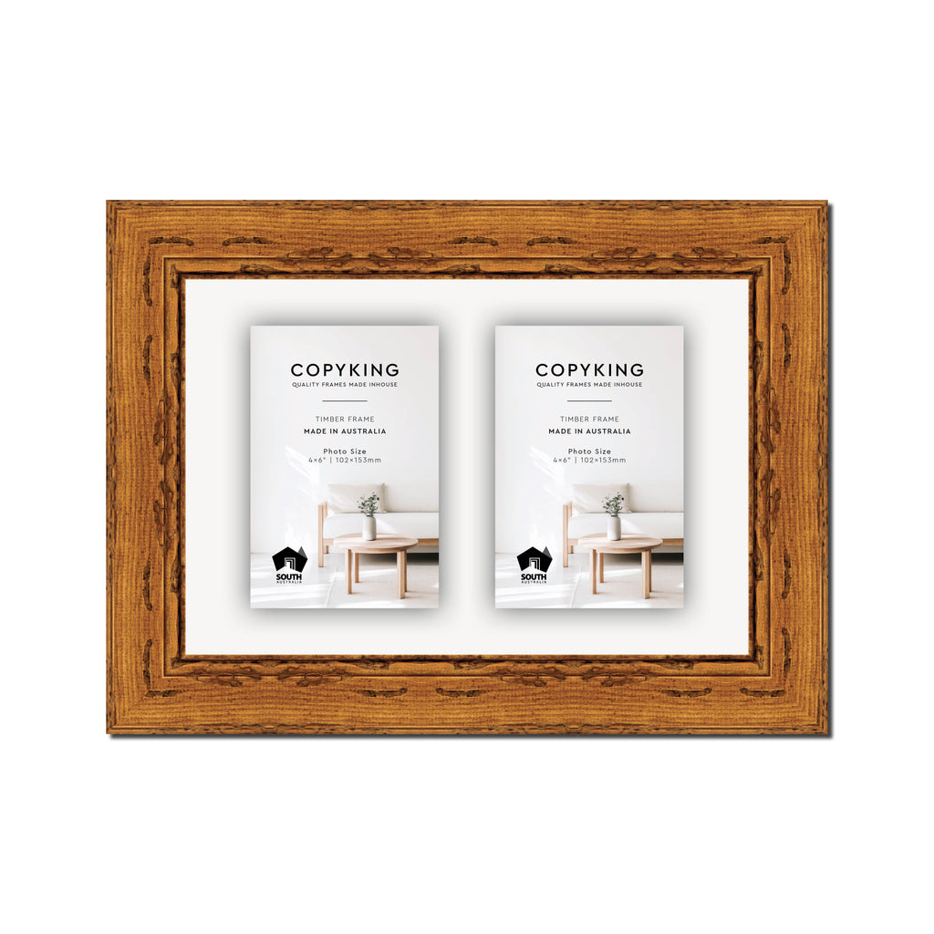 Light Walnut 43mm Wood Collage Photo Frame - 8" x 12" - 2 Photos (4" x 6")