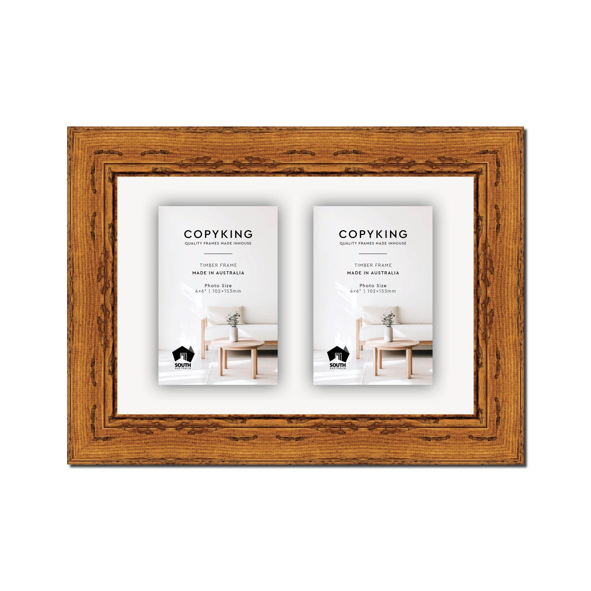 Light Walnut 43mm Wood Collage Photo Frame - 8" x 12" - 2 Photos (4" x 6")