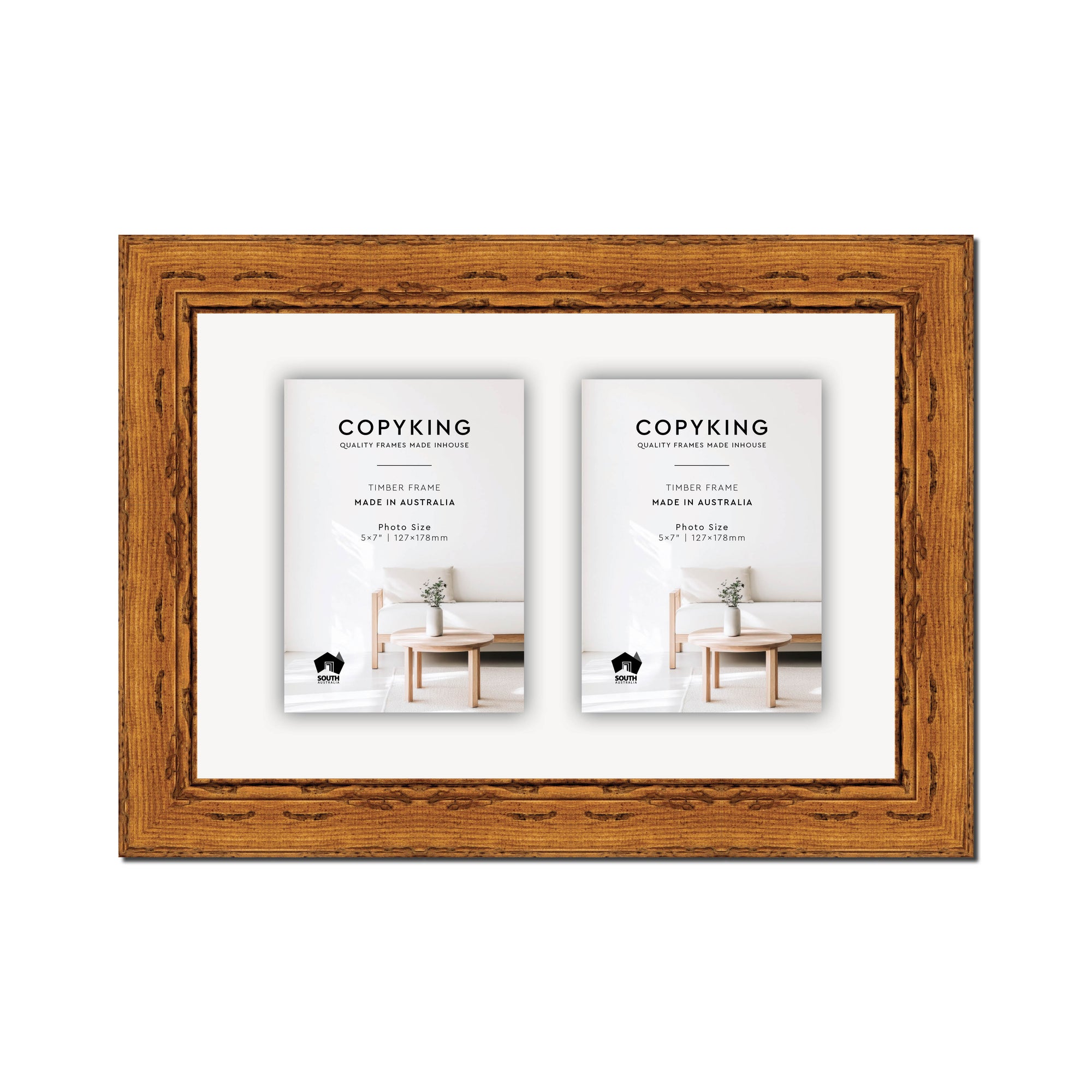 Light Walnut 43mm Wood Collage Photo Frame - 10" x 15" - 2 Photos (5" x 7")